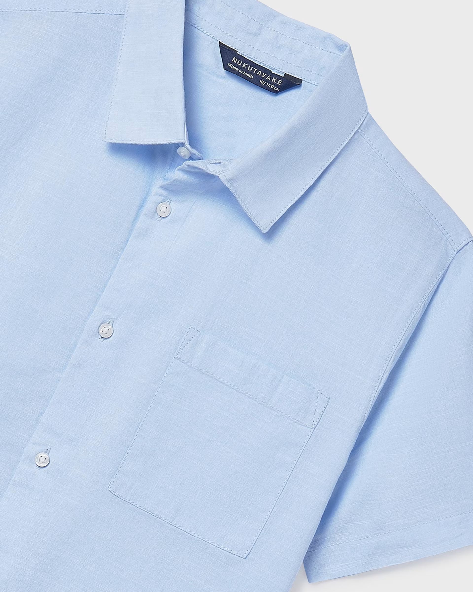 Mayoral boys pale blue cotton short sleeve shirt detail