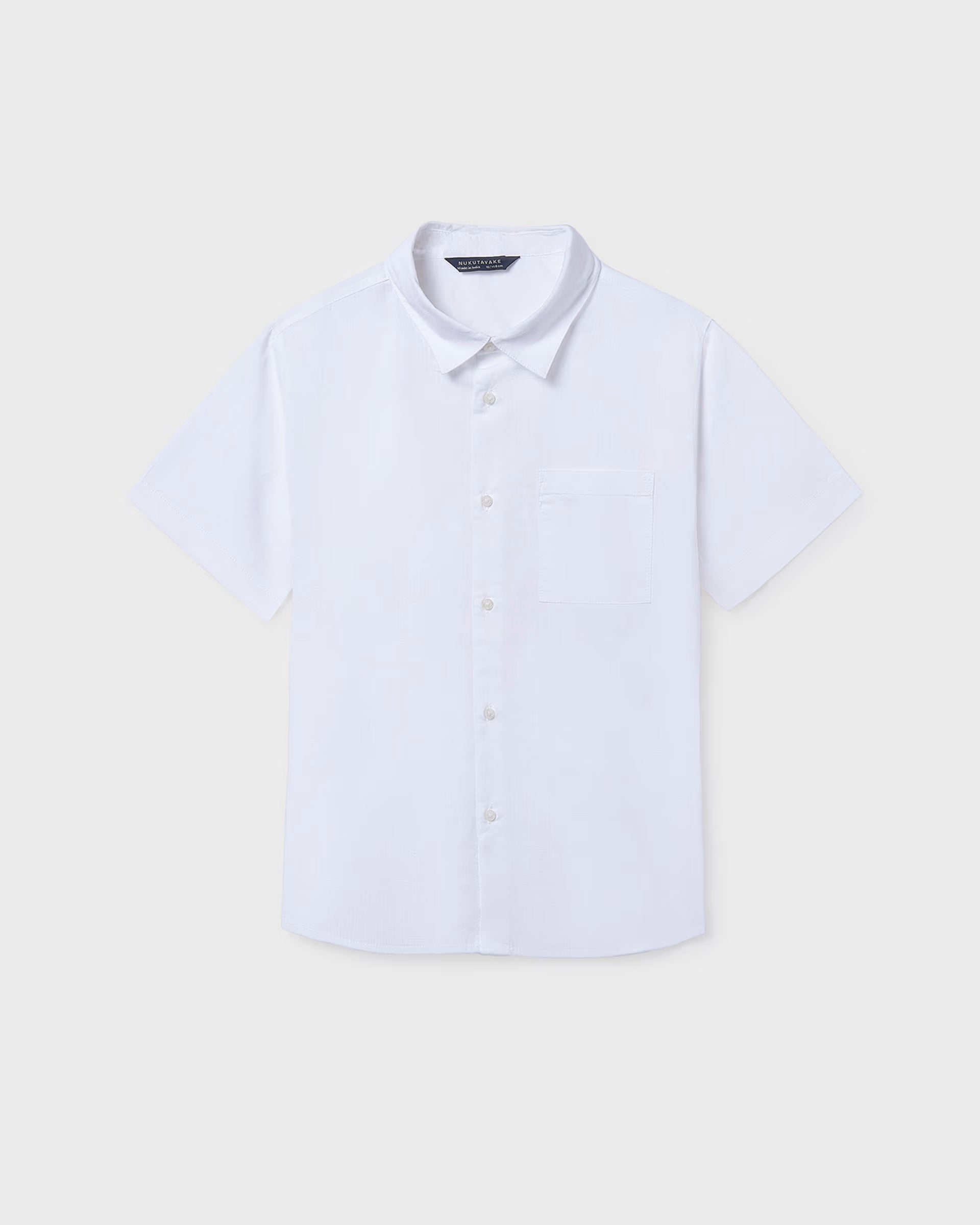 Mayoral boys white button up shirt with short sleeves and pockets