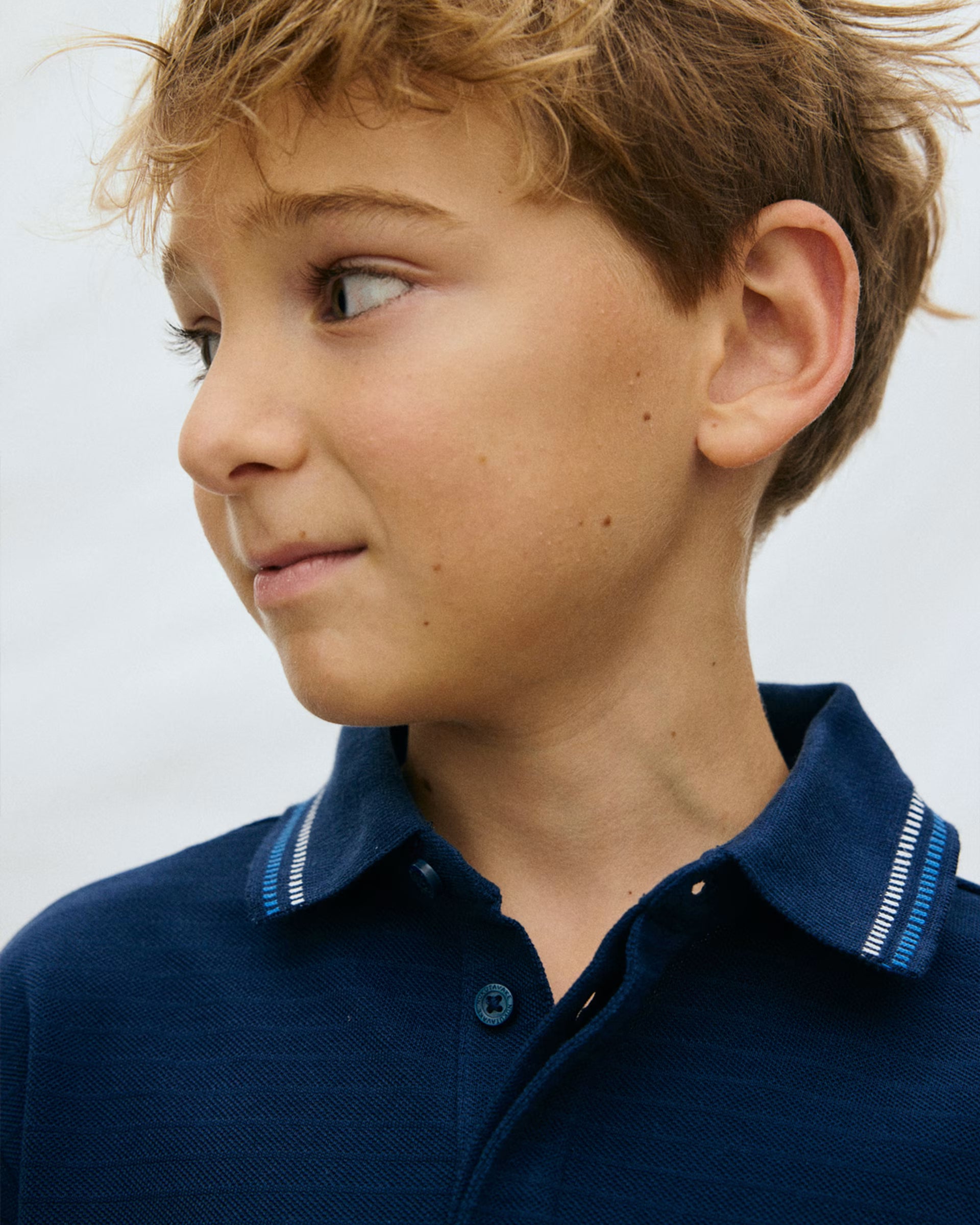 Mayoral boys polo shirt collar detail close up