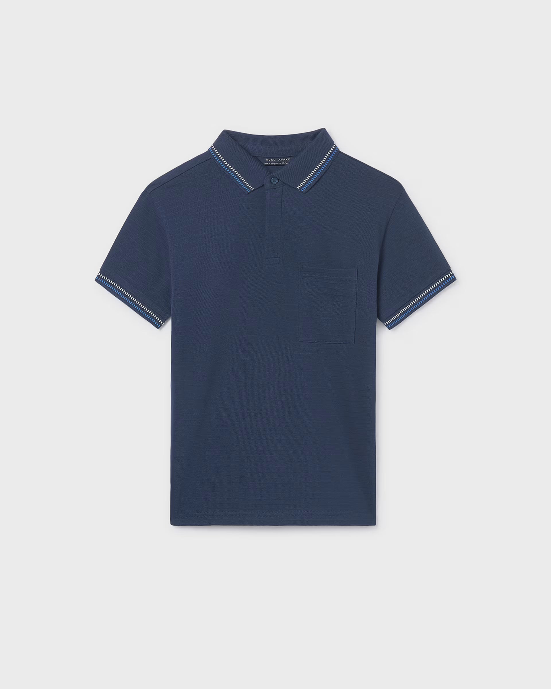 Mayoral boys navy polo shirt with pocket front view
