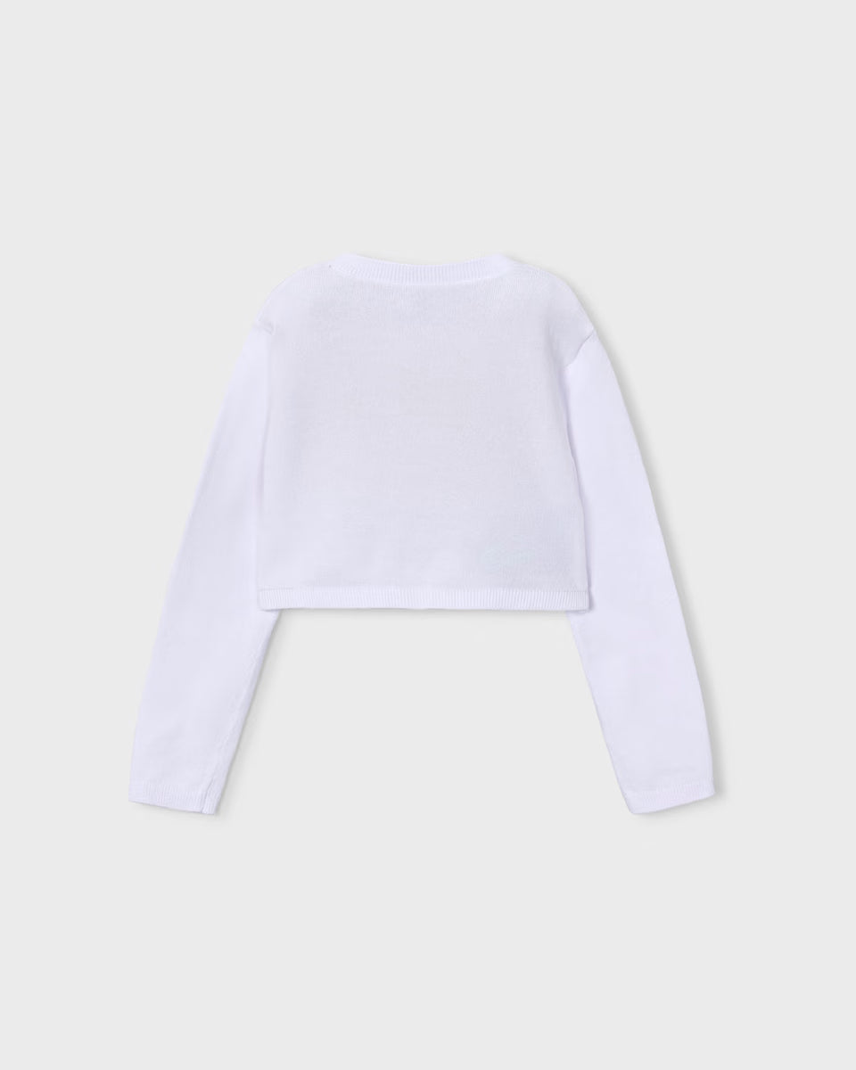 Mayoral girls white cardigan back view