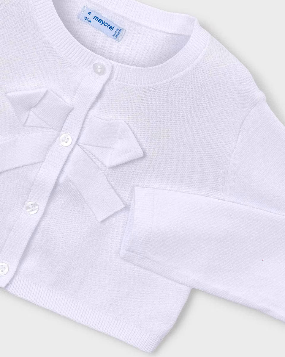 Mayoral girls cardigan bow detail close up