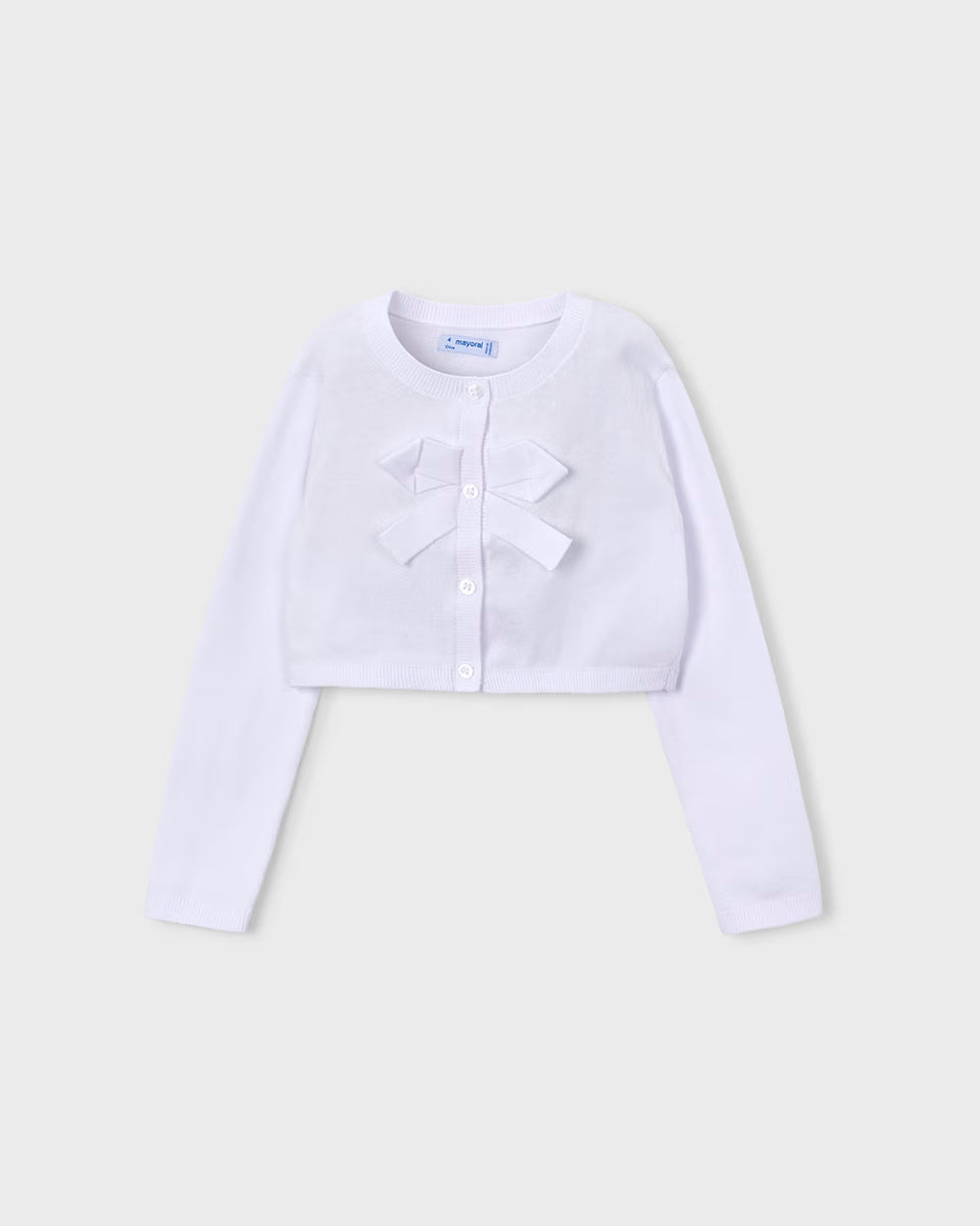 Mayoral girls white cardigan bow front detail