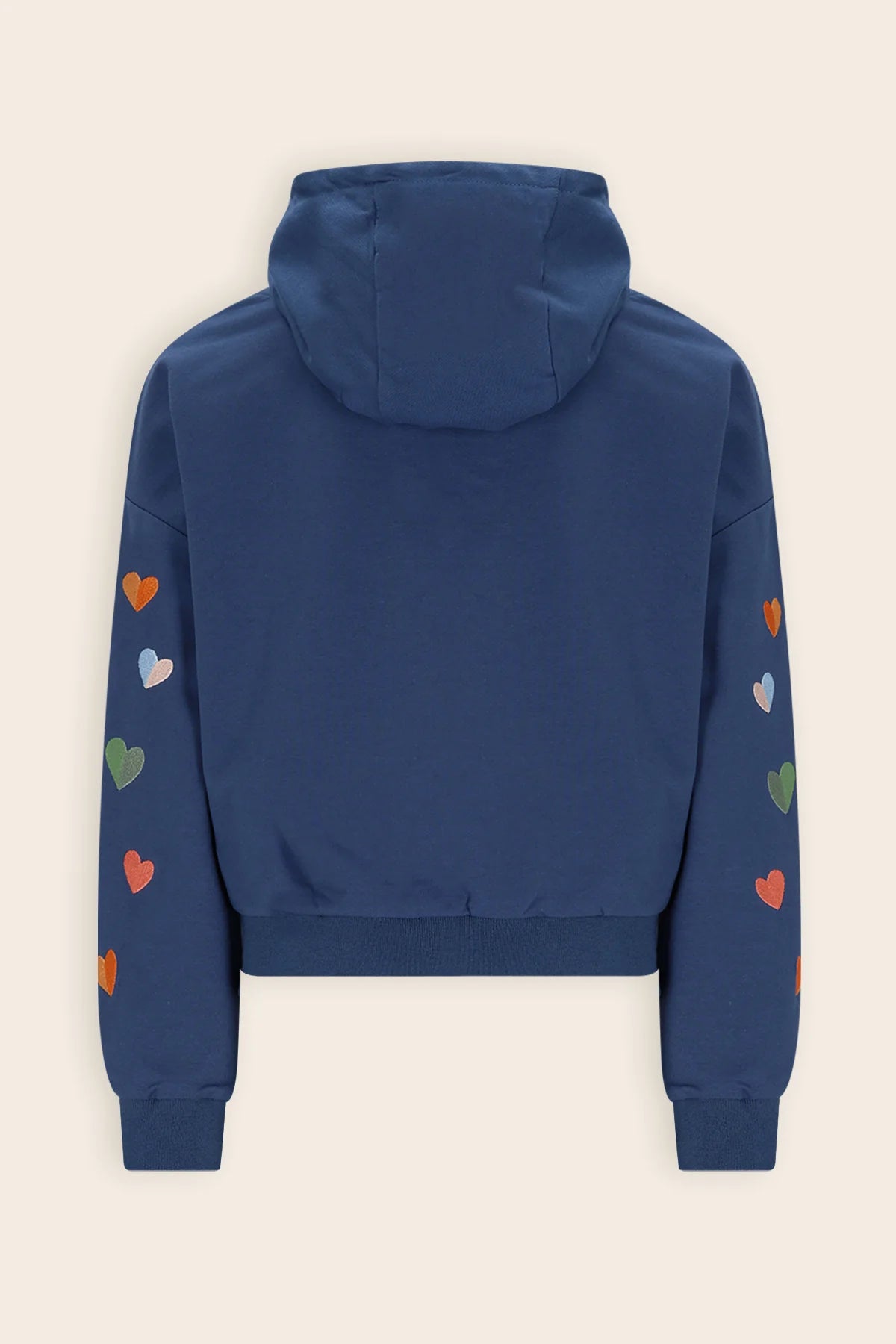 NoNo blue girls hoodie embroidered hearts sleeve from back