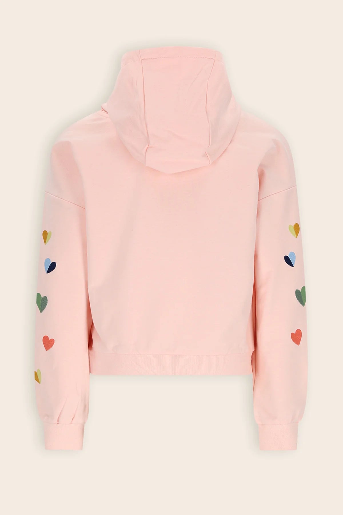 NoNo pink girls hoodie embroidered heart sleeve from the back
