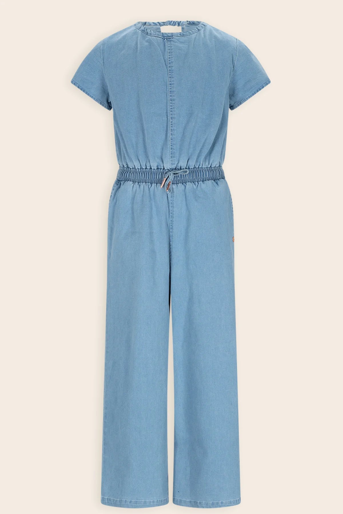 NoNo Syd girls light blue denim jumpsuit front view