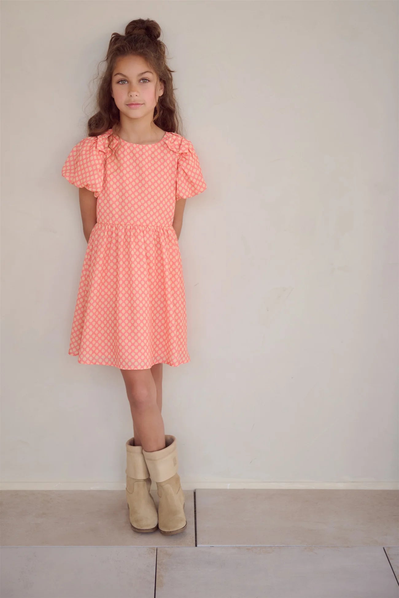 NoNo girls coral orange summer dress worn full length by teen girl