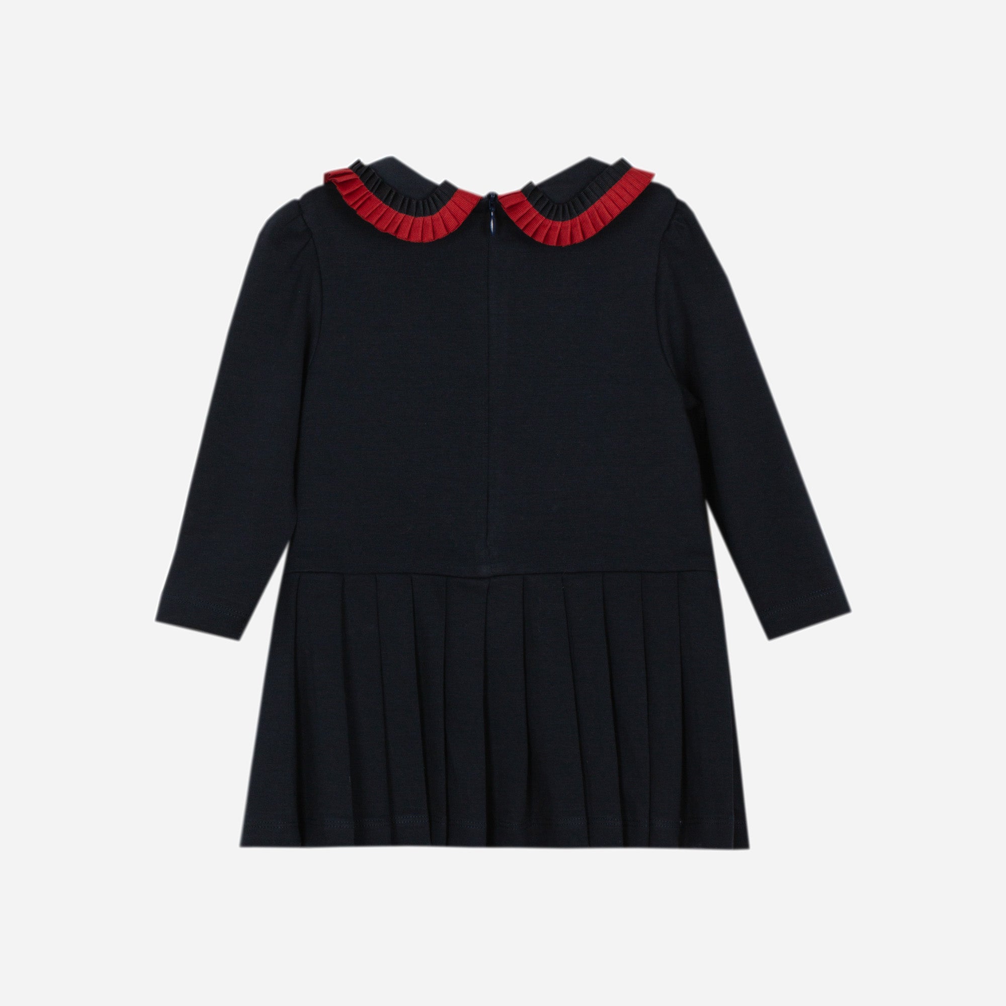 Patachou baby girls navy and red tartan Christmas dress back view