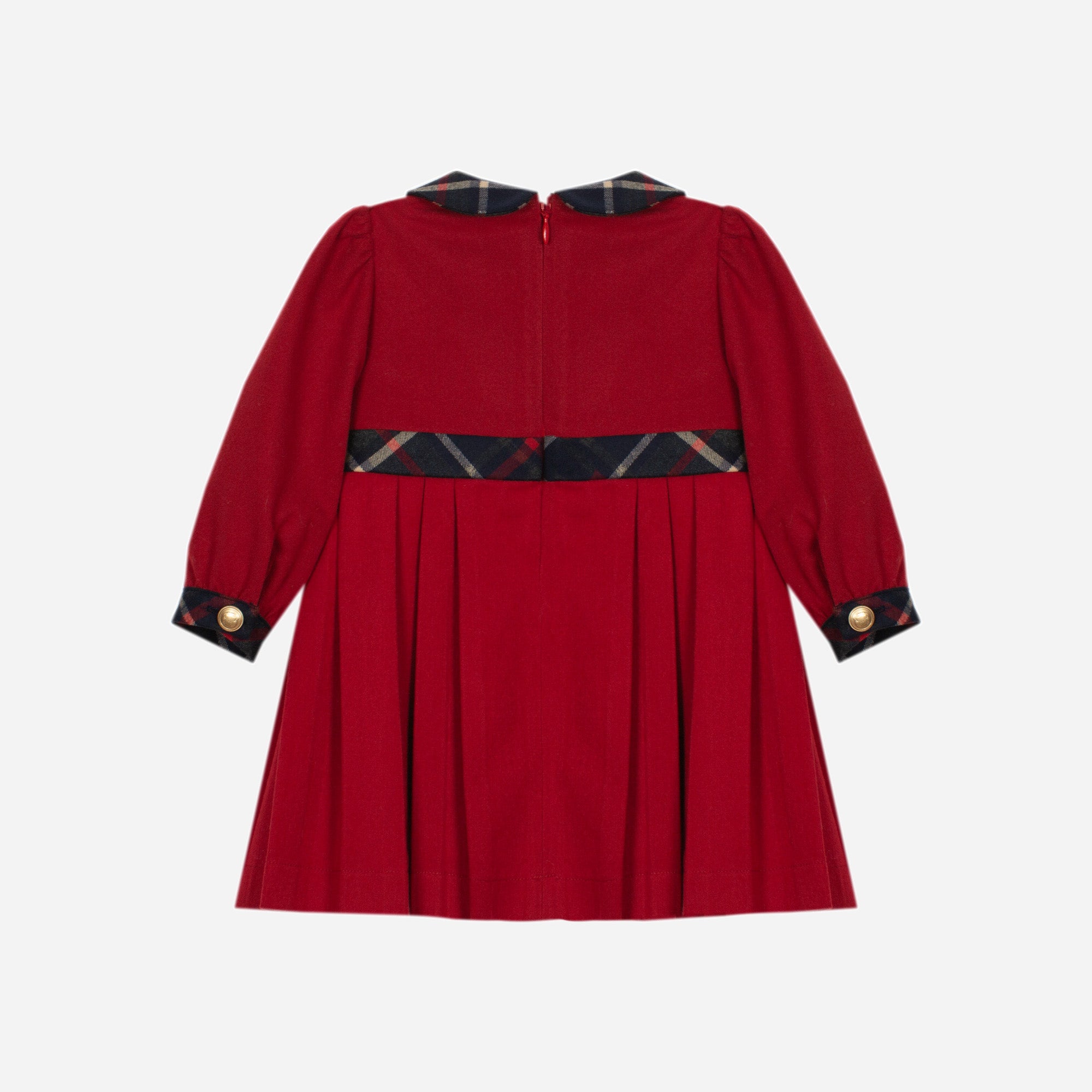 Patachou girls red & tartan Christmas dress – back flat lay view
