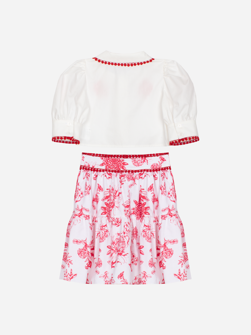 Patachou girls red floral skirt and top set back view