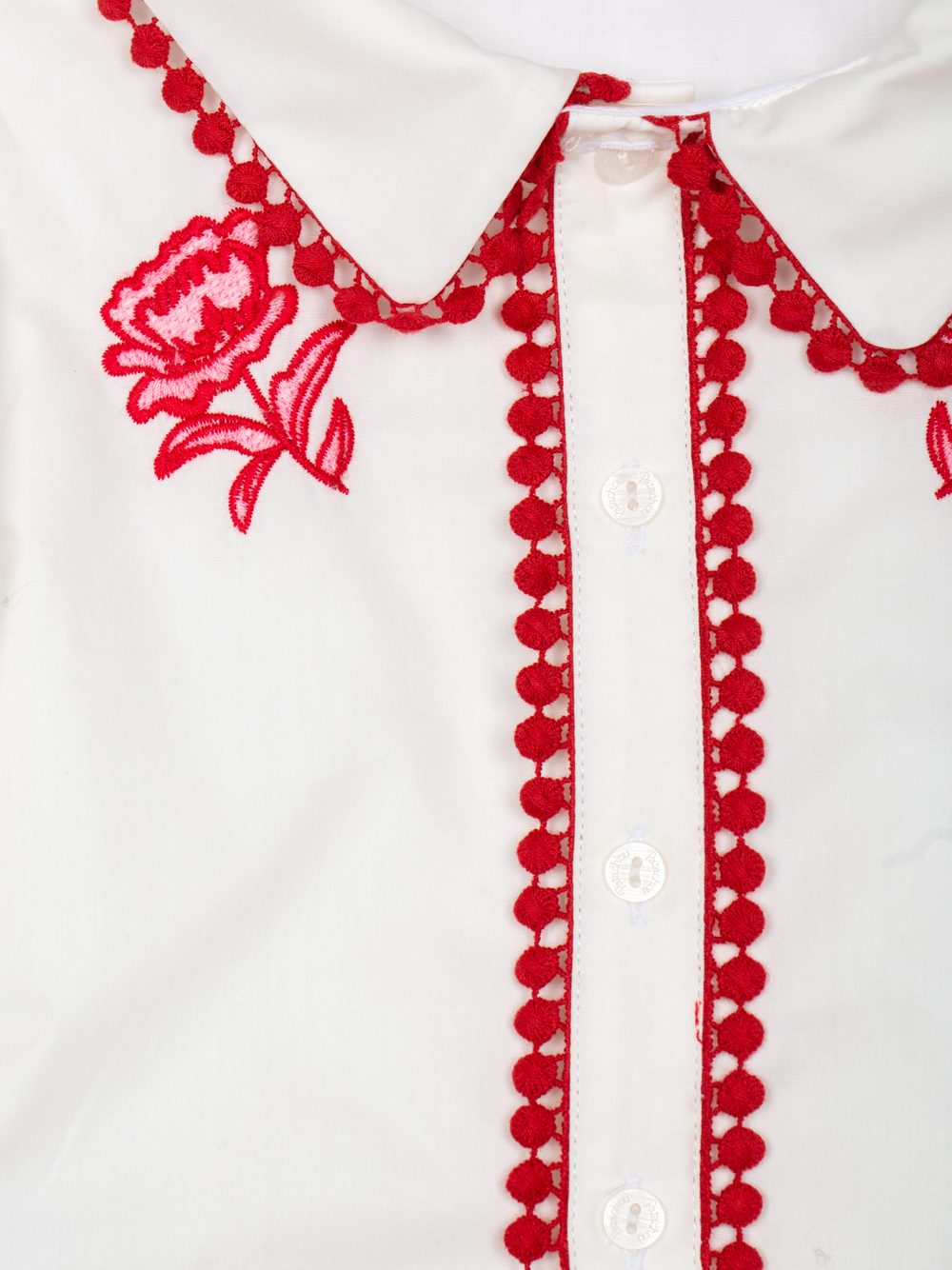Patachou girls red floral blouse embroidery detail
