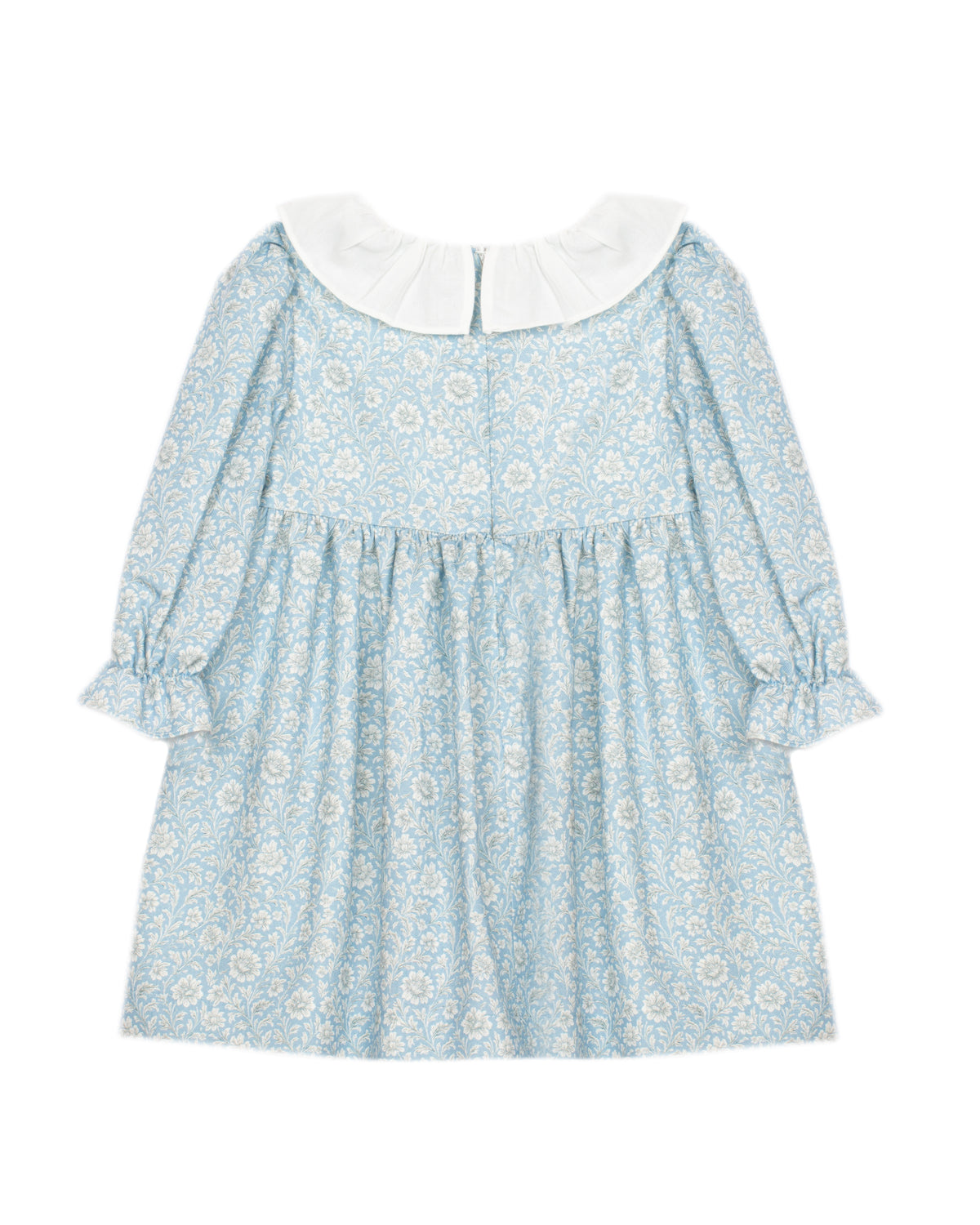 Patachou baby and girls blue floral cotton dress back view