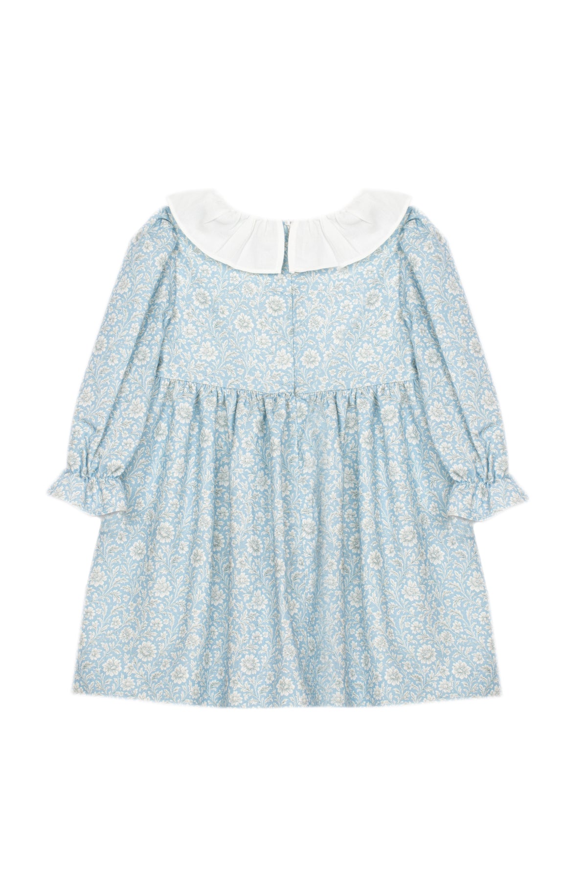 Patachou baby and girls blue floral cotton dress back view