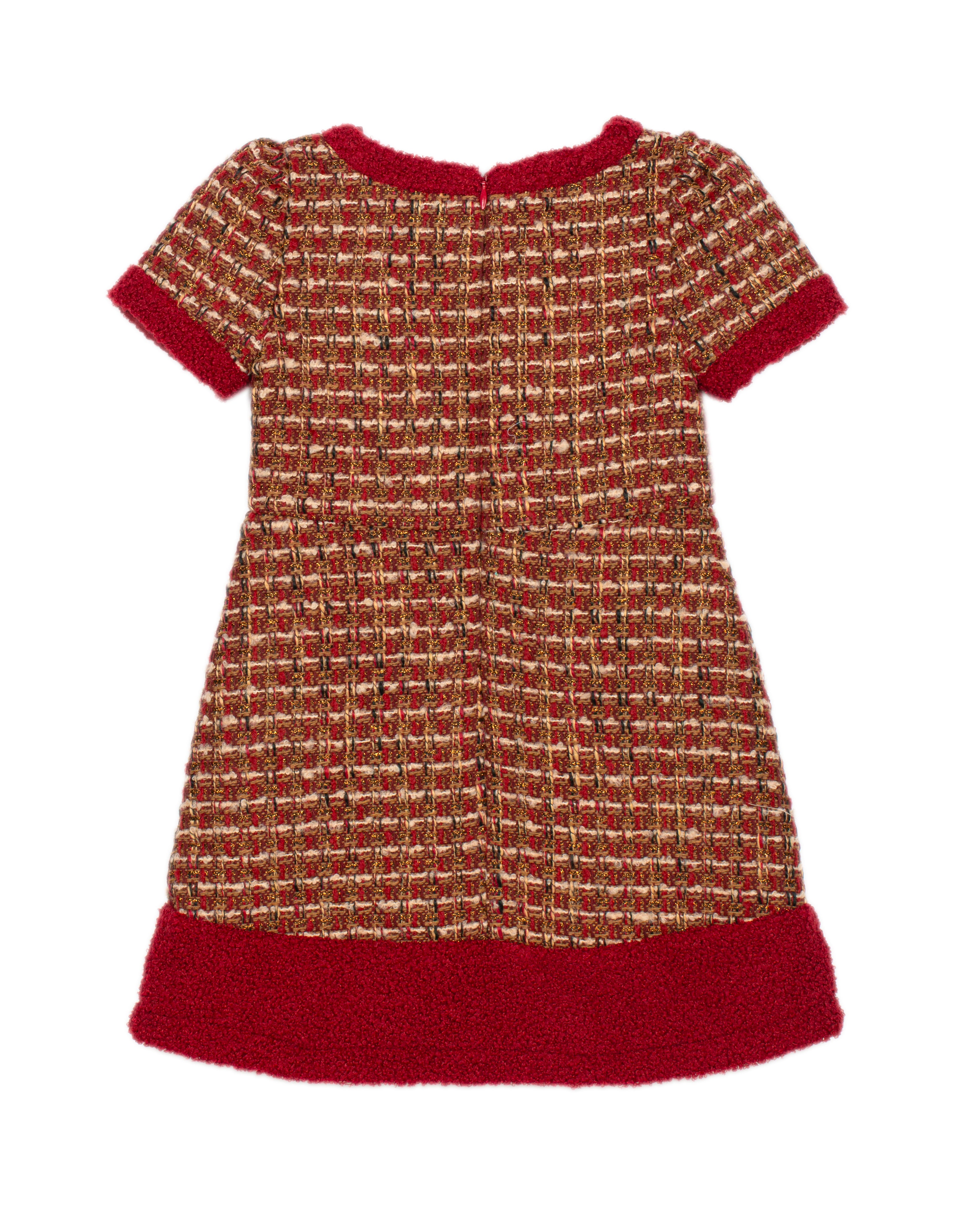 Patachou girls burgundy tweed A-line party dress with contrast trim