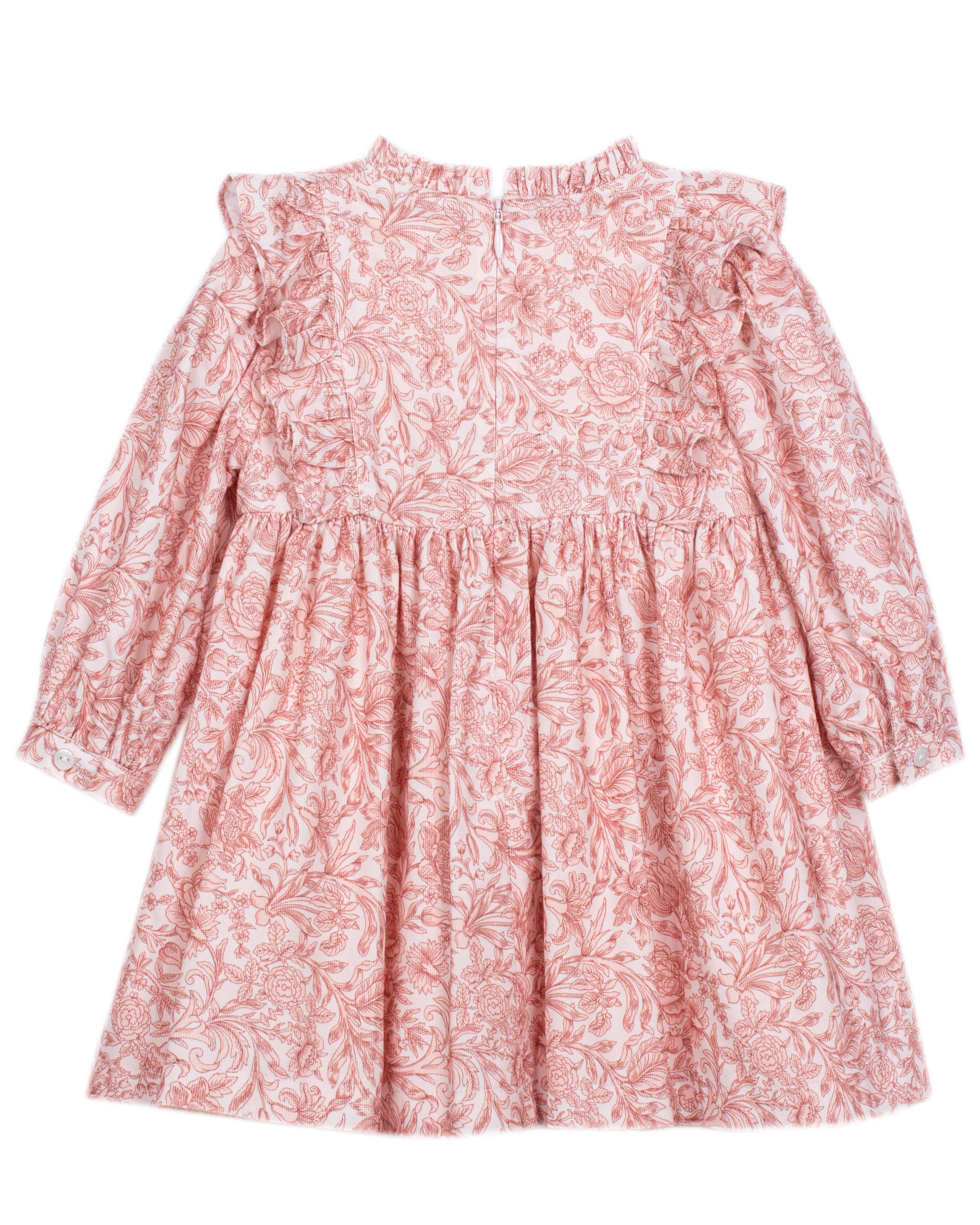 Patachou baby and girls pink floral cotton dress with frill neckline