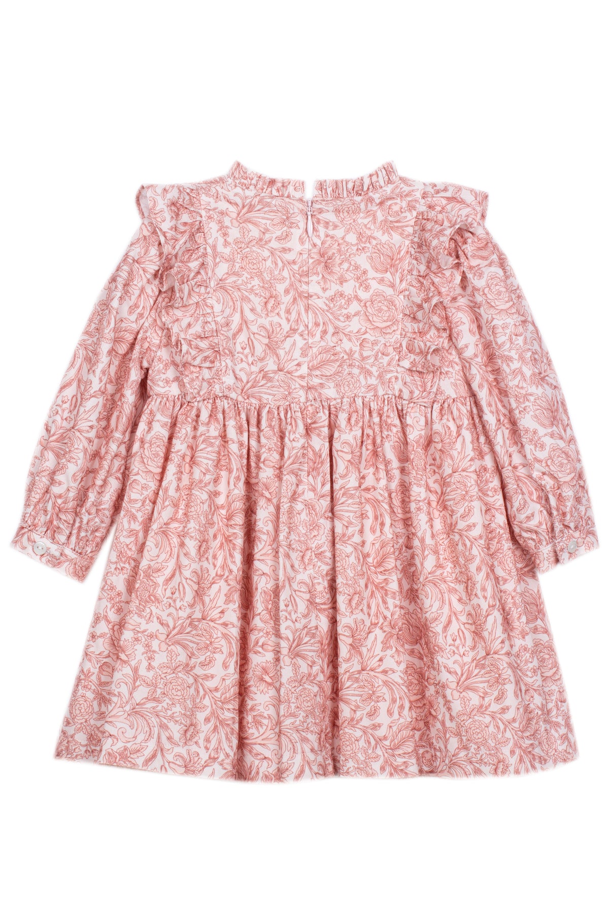 Patachou baby and girls pink floral cotton dress with frill neckline