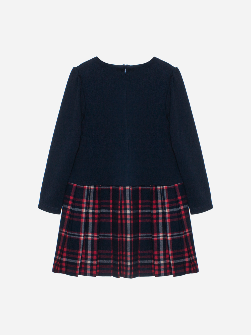 Patachou Girls Navy & Tartan Dress With Bow Details From The Back