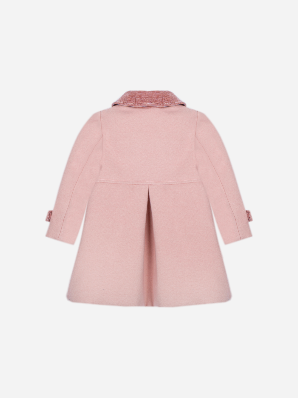 Patachou girls pale pink flared winter coat back view with centre pleat