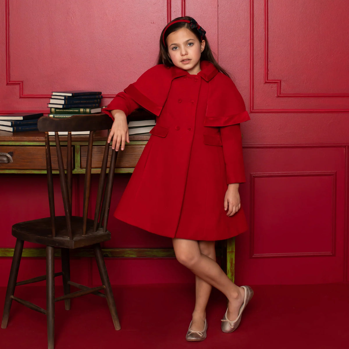 Patachou Girls Red Cape Coat Winter Girls Red Coat Chislers