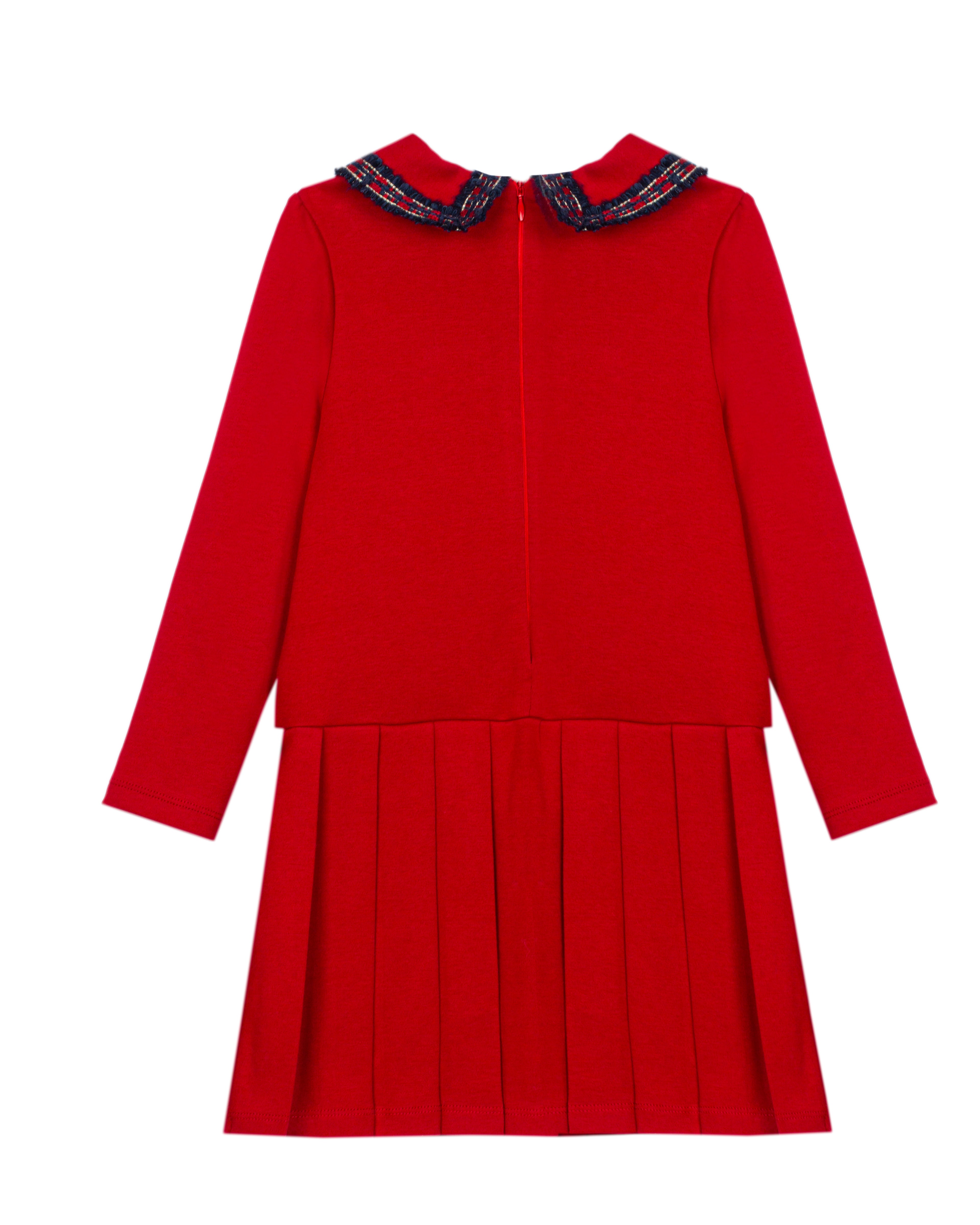 Patachou girls red pleated knit Christmas dress back view