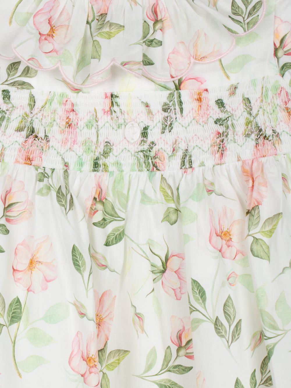 Patachou girls floral print detail on white cotton dress