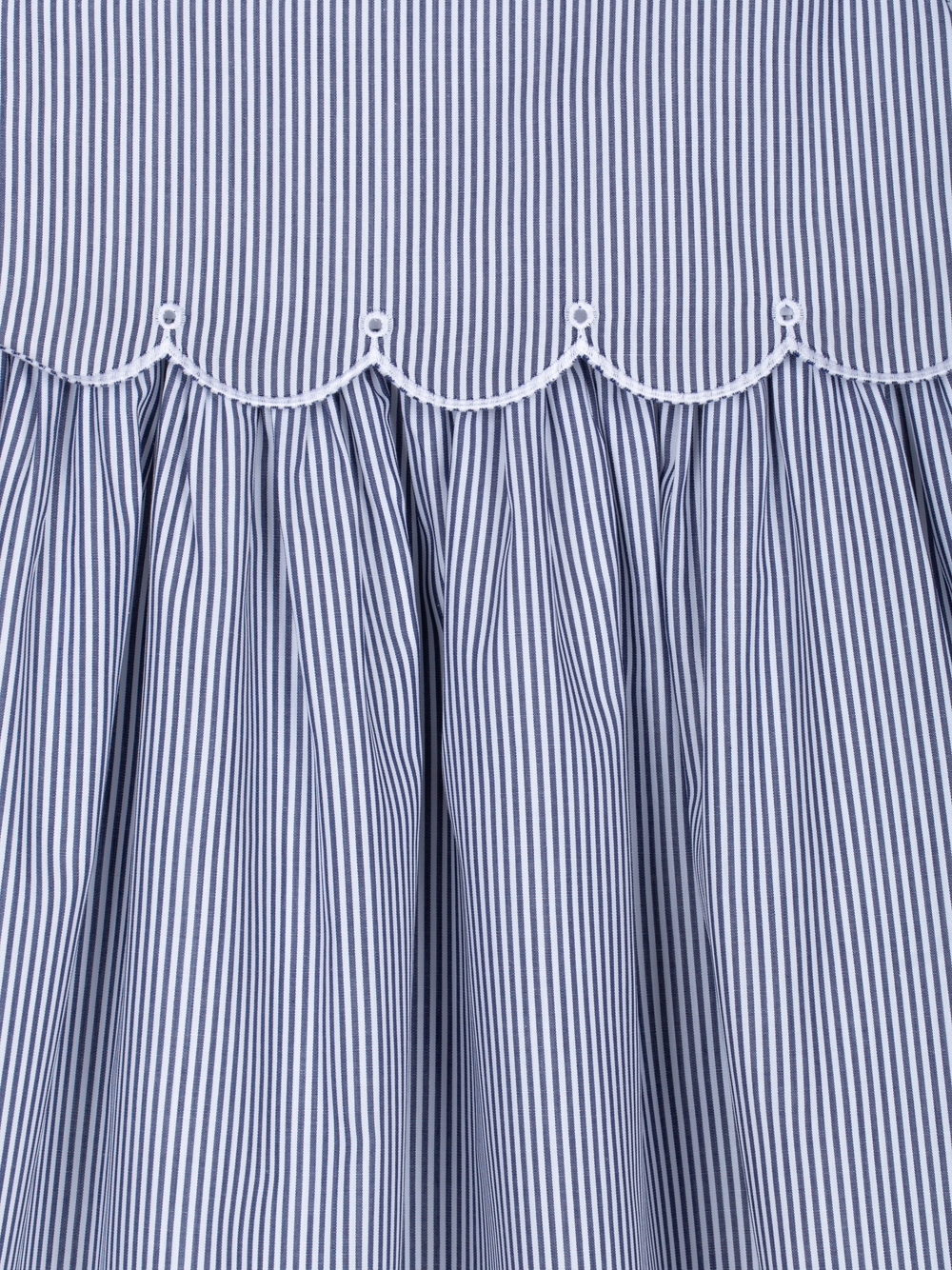 Patachou girls blue striped dress scalloped bodice detail embroidery cotton