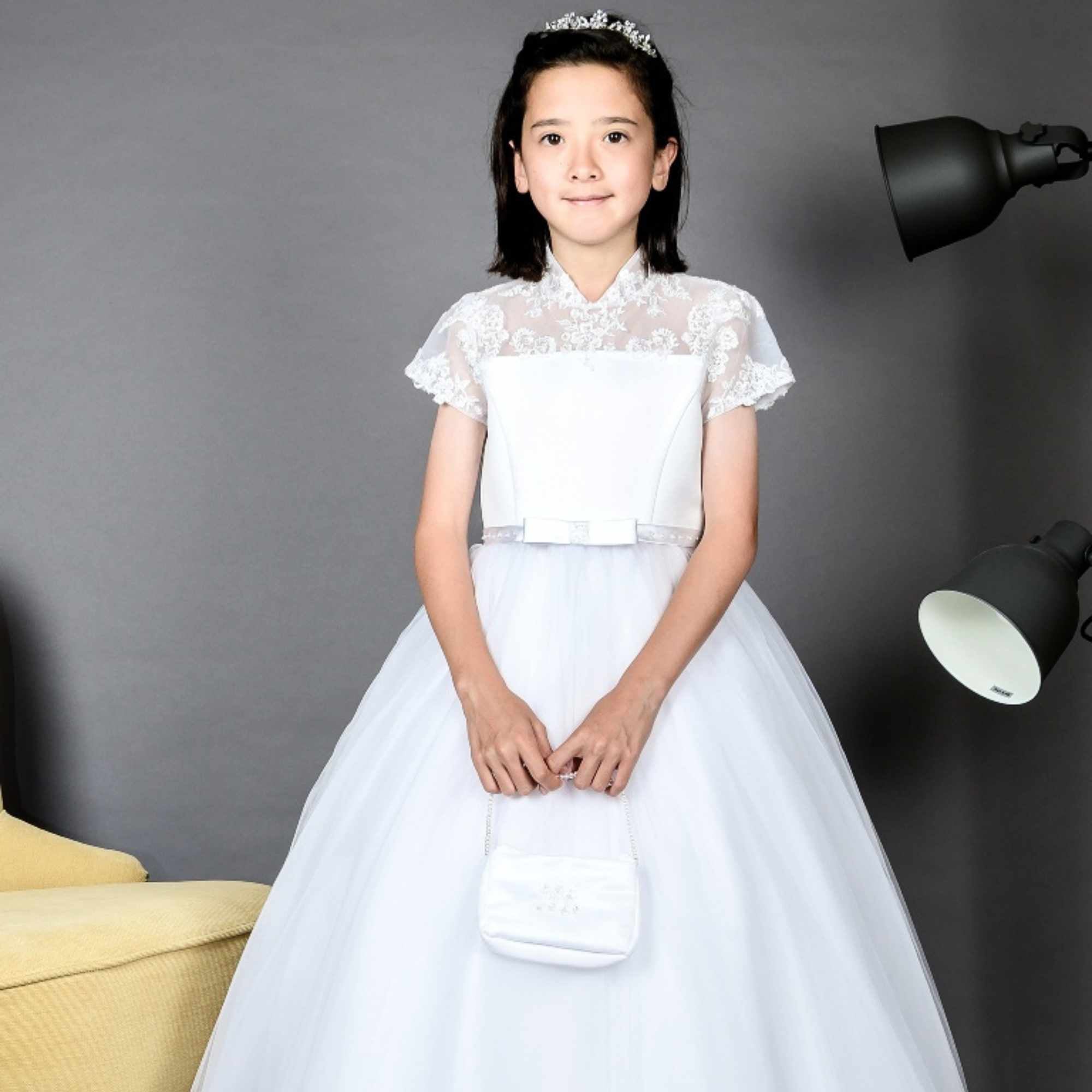 Poinsettia “Cilla” White Communion Dress