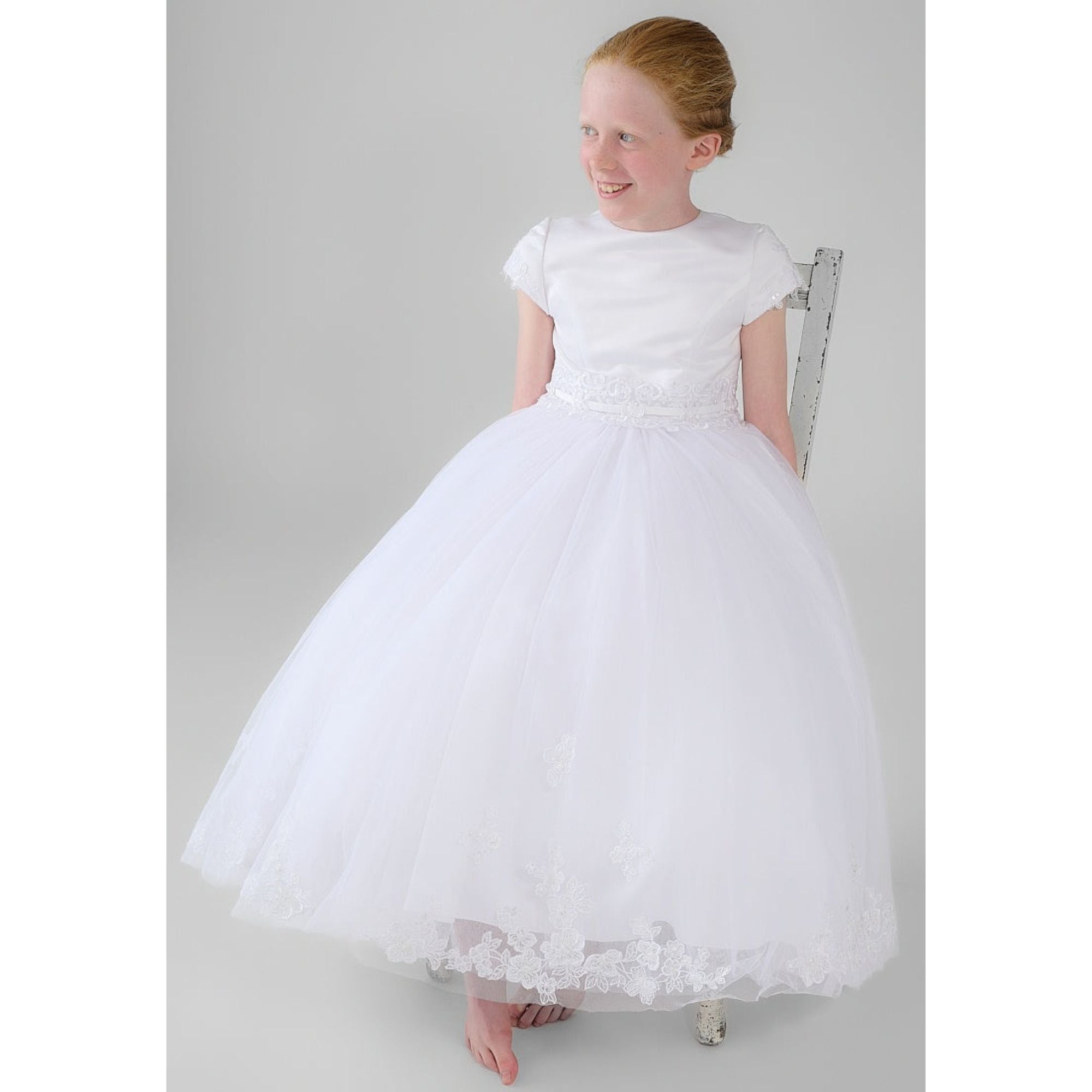 Poinsettia Girls "Nainsi" White Communion Dress Collection