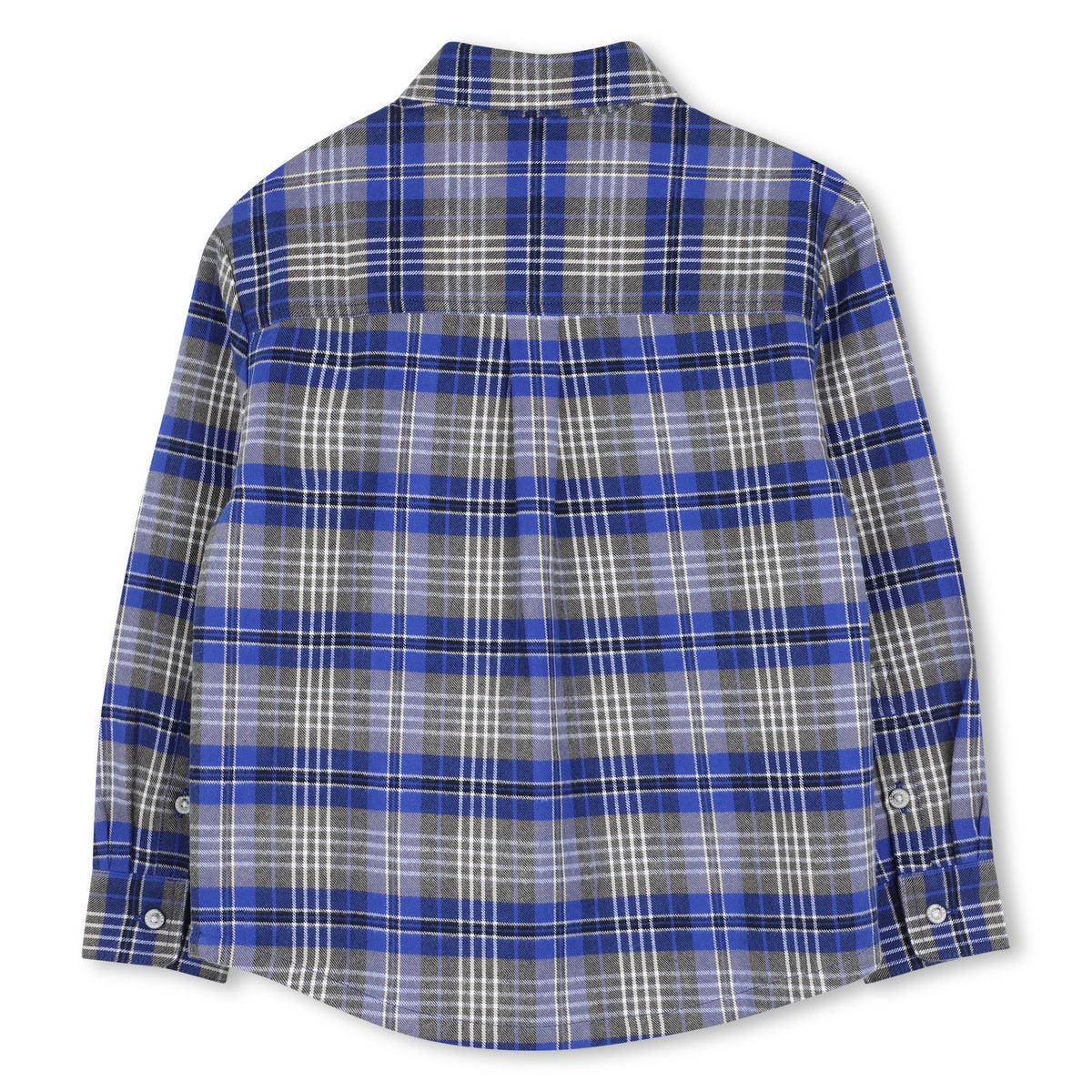 Timberland boys blue plaid cotton shirt back view