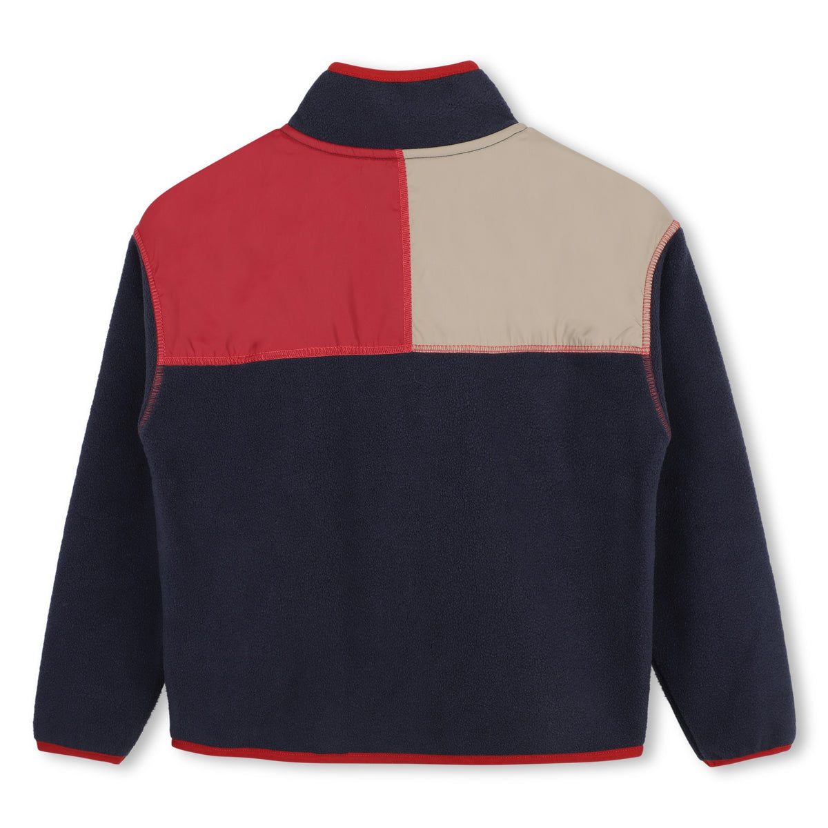 Timberland boys navy red and beige fleece jacket back view