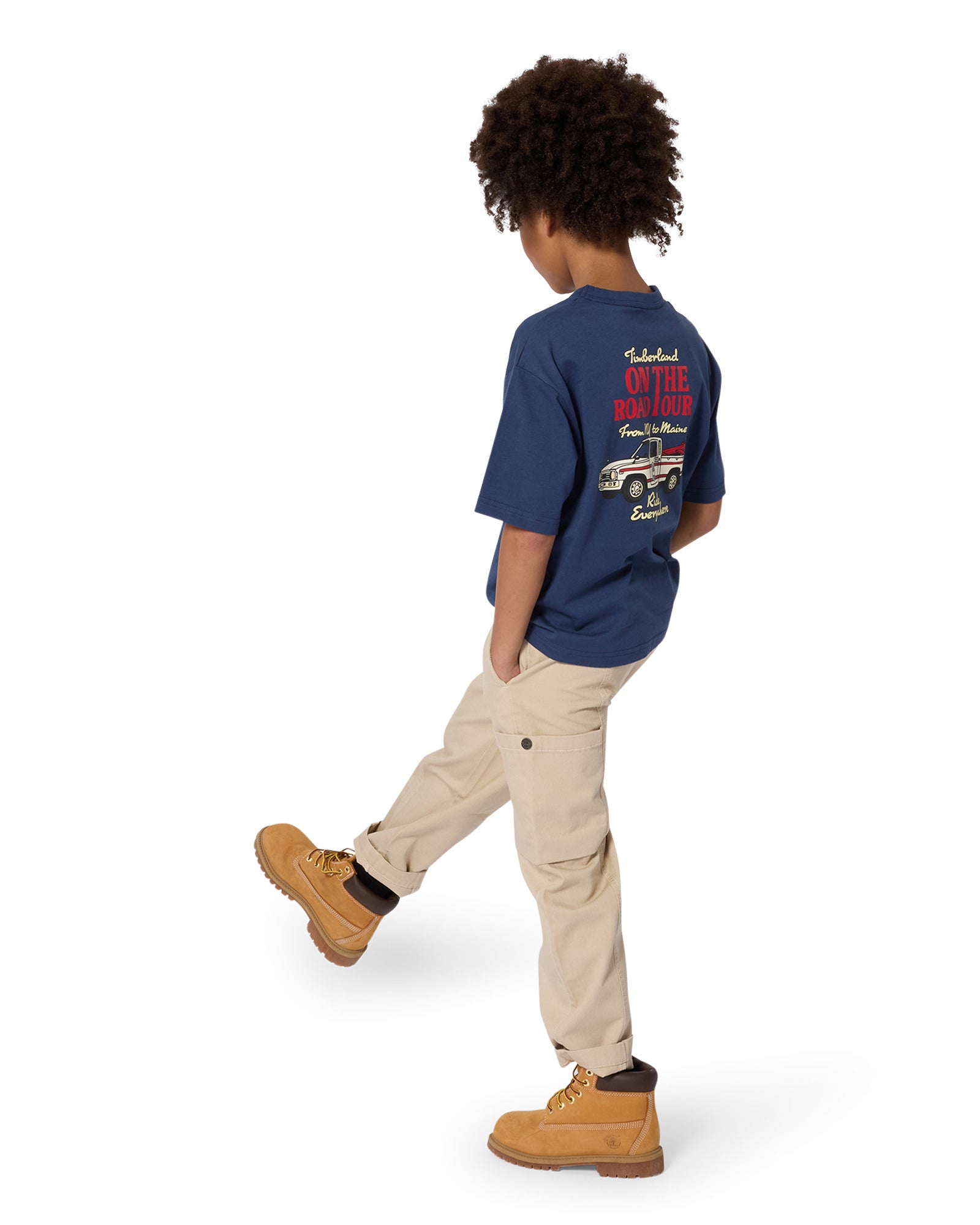 Timberland boys navy summer T-shirt side profile view