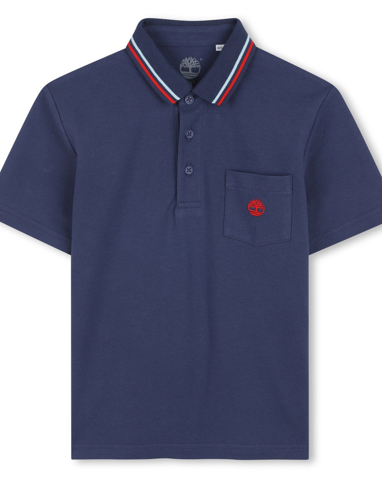 Timberland boys navy short sleeve polo shirt front view