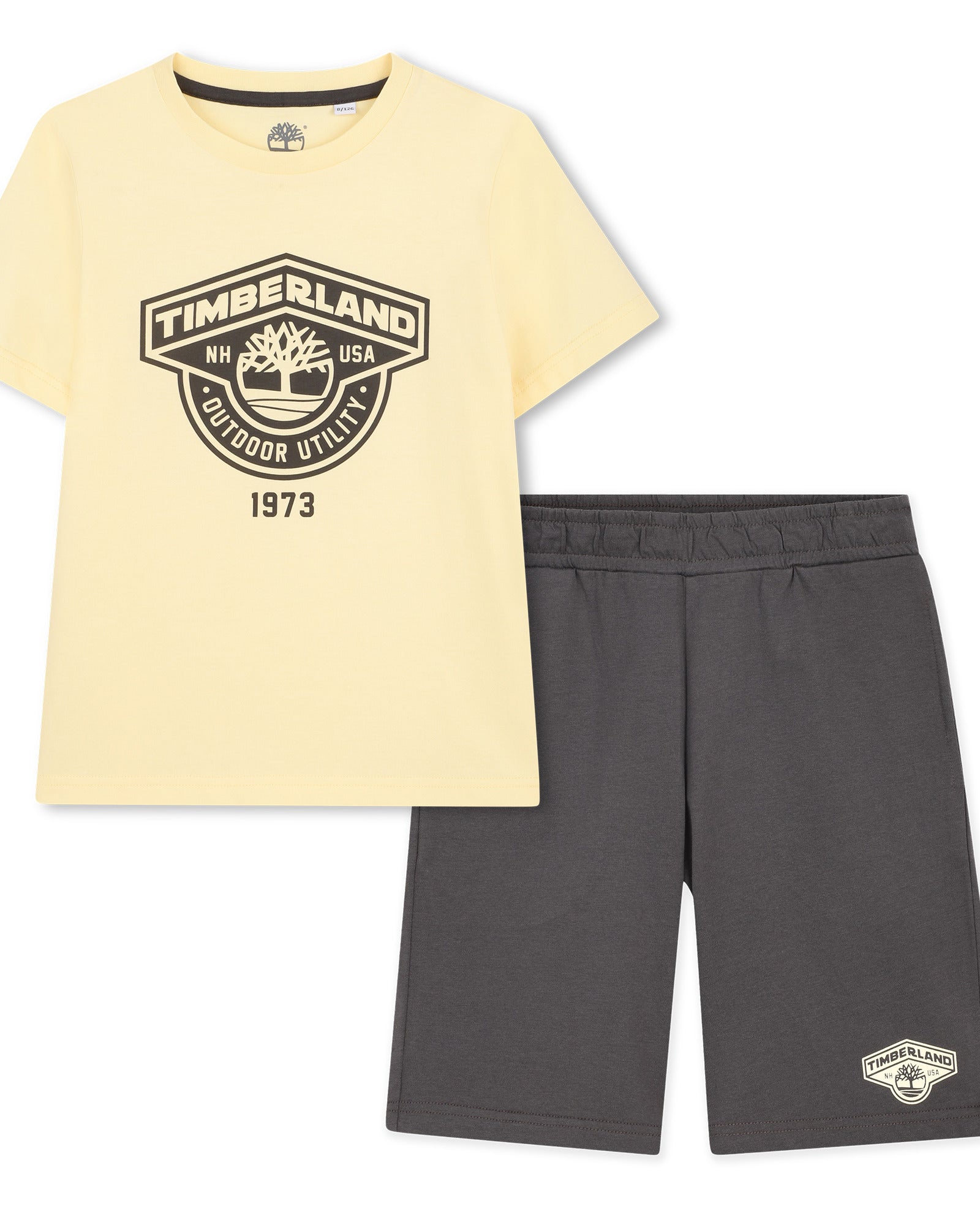 Timberland boys T-shirt and Bermuda shorts set front view