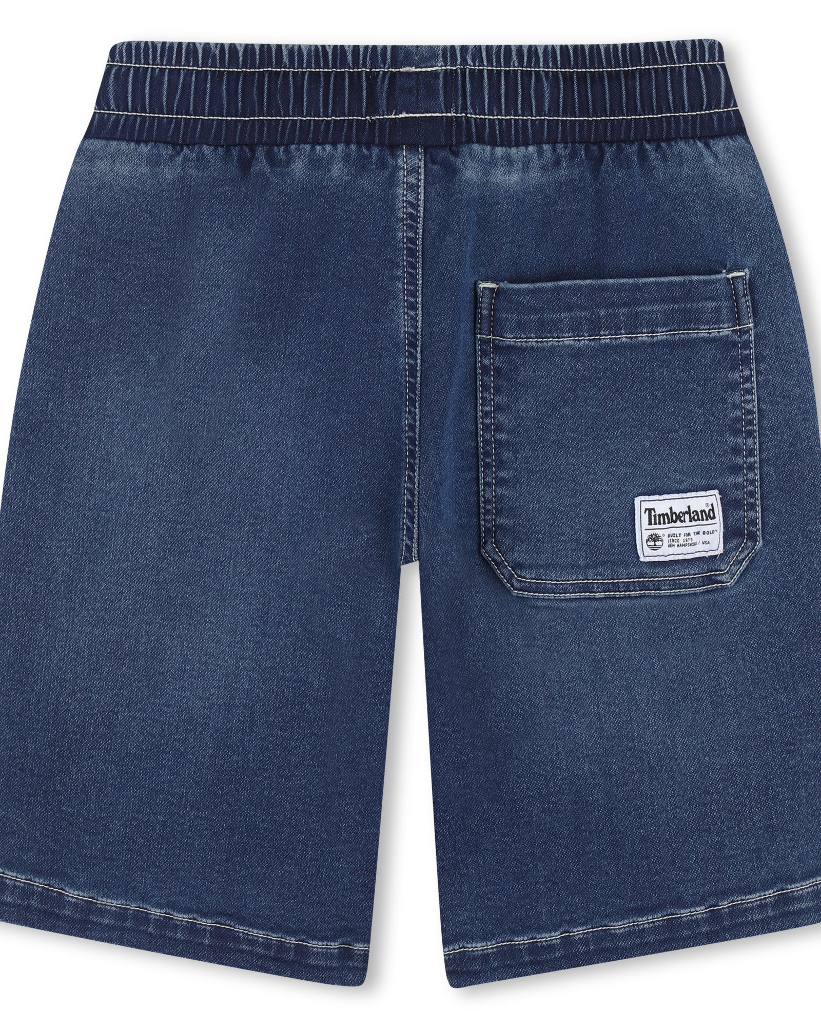 Timberland boys denim shorts back view with patch pocket