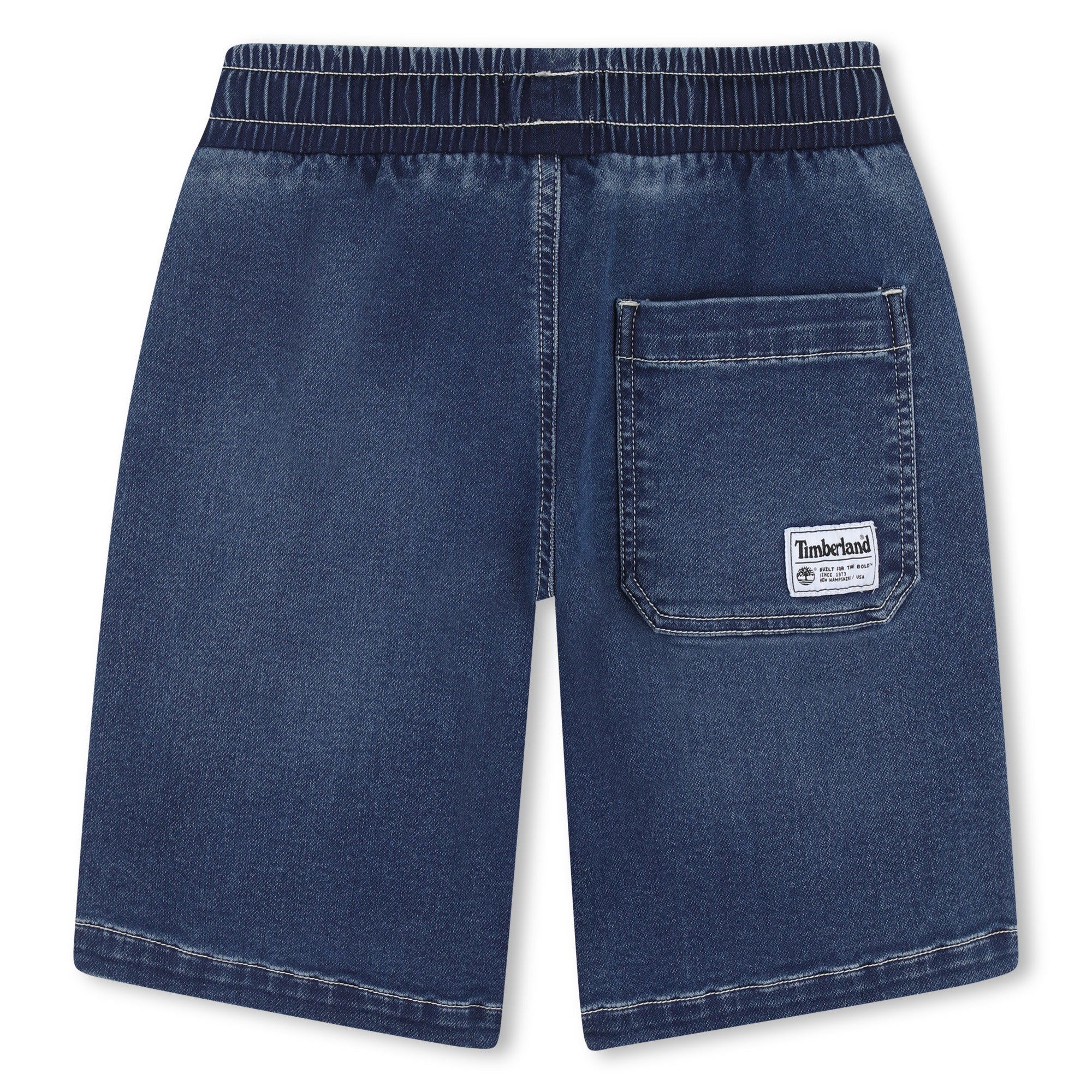 Timberland boys denim shorts back view with patch pocket