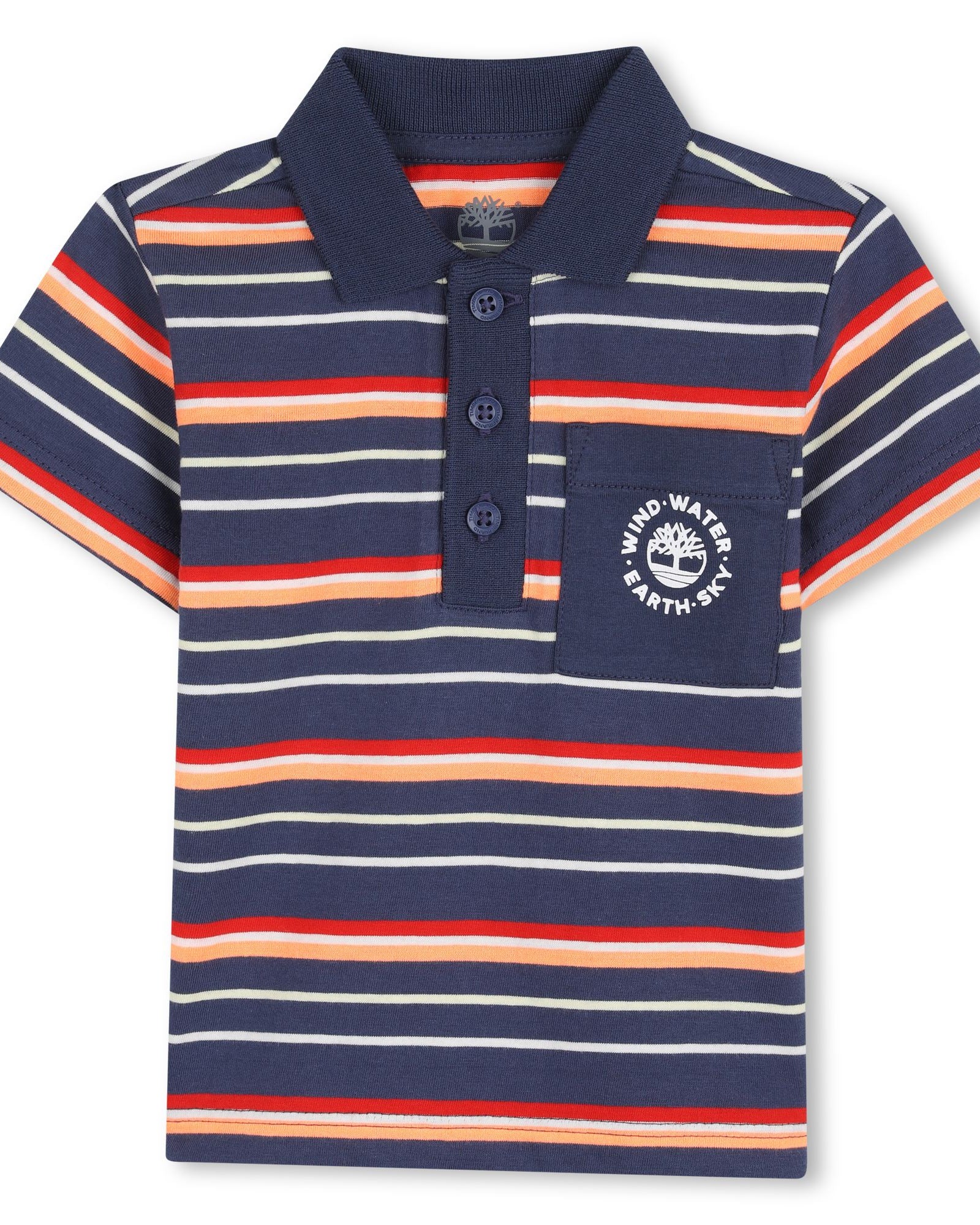 Timberland boys navy and red striped polo co-ord set for boys
