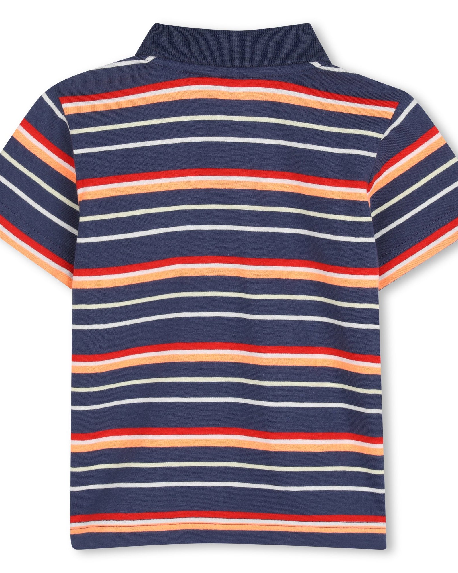 Timberland boys striped polo shirt with matching navy shorts back view