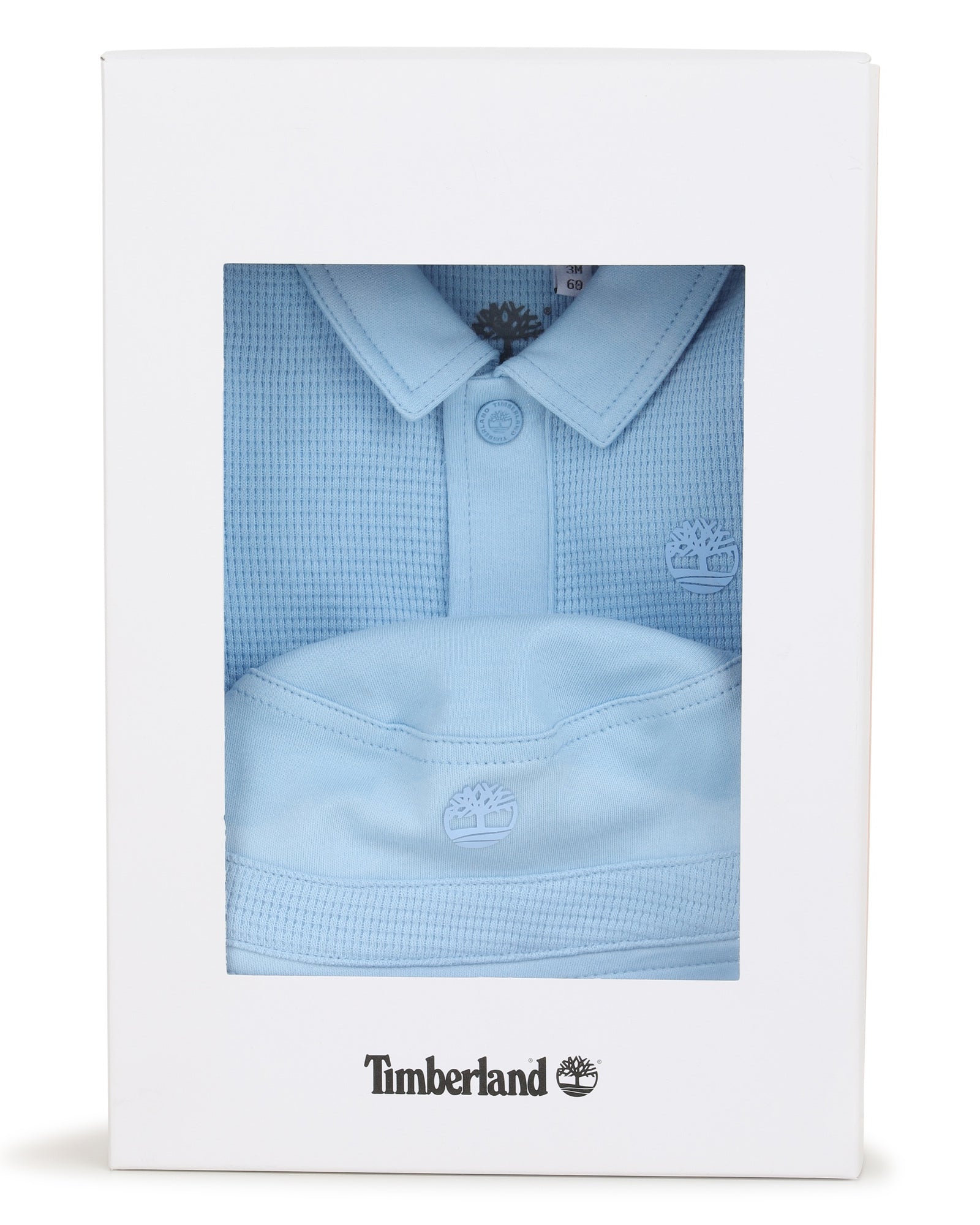 Timberland baby boys blue romper and hat gift box set