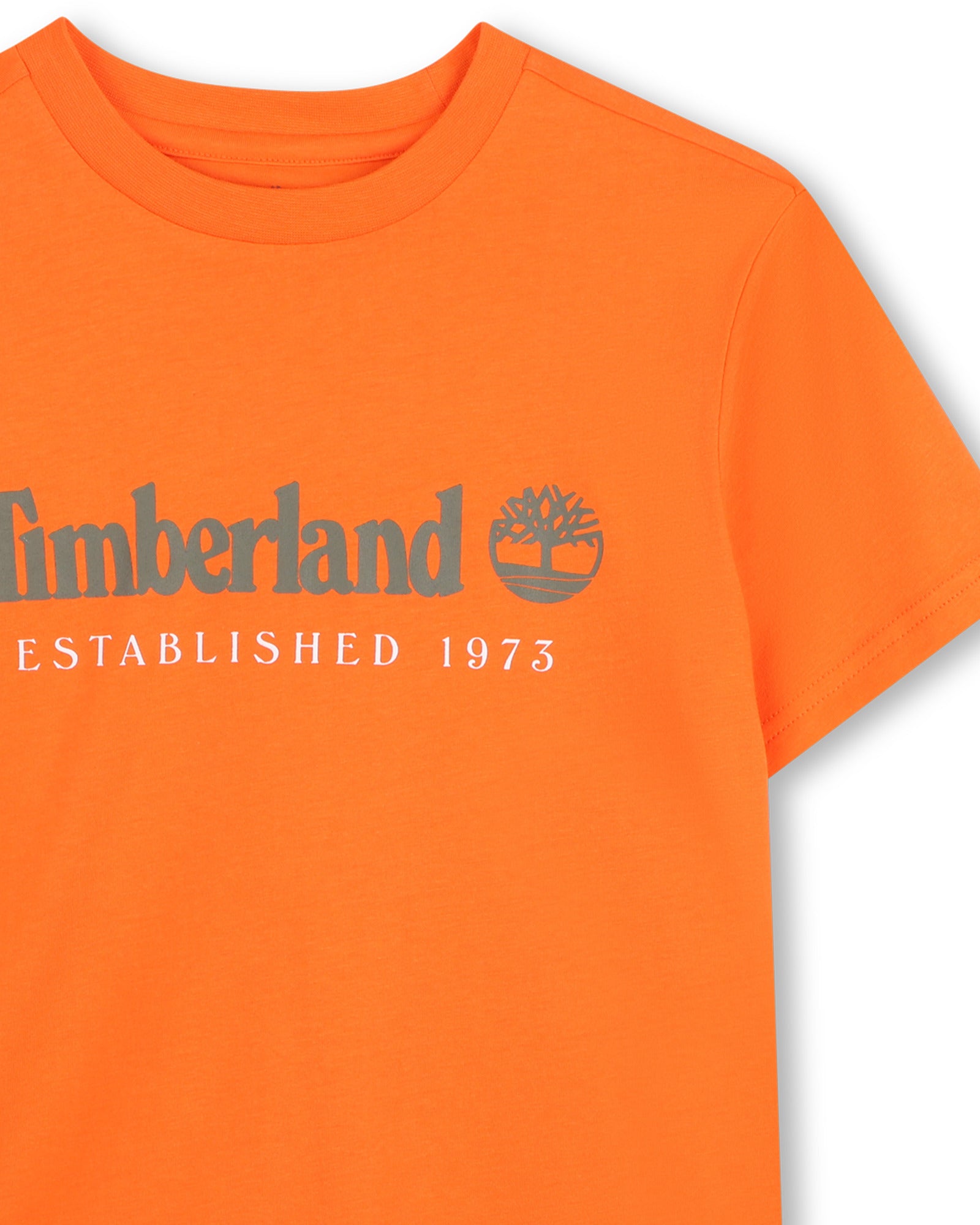 Timberland boys orange logo summer T-shirt close-up detail