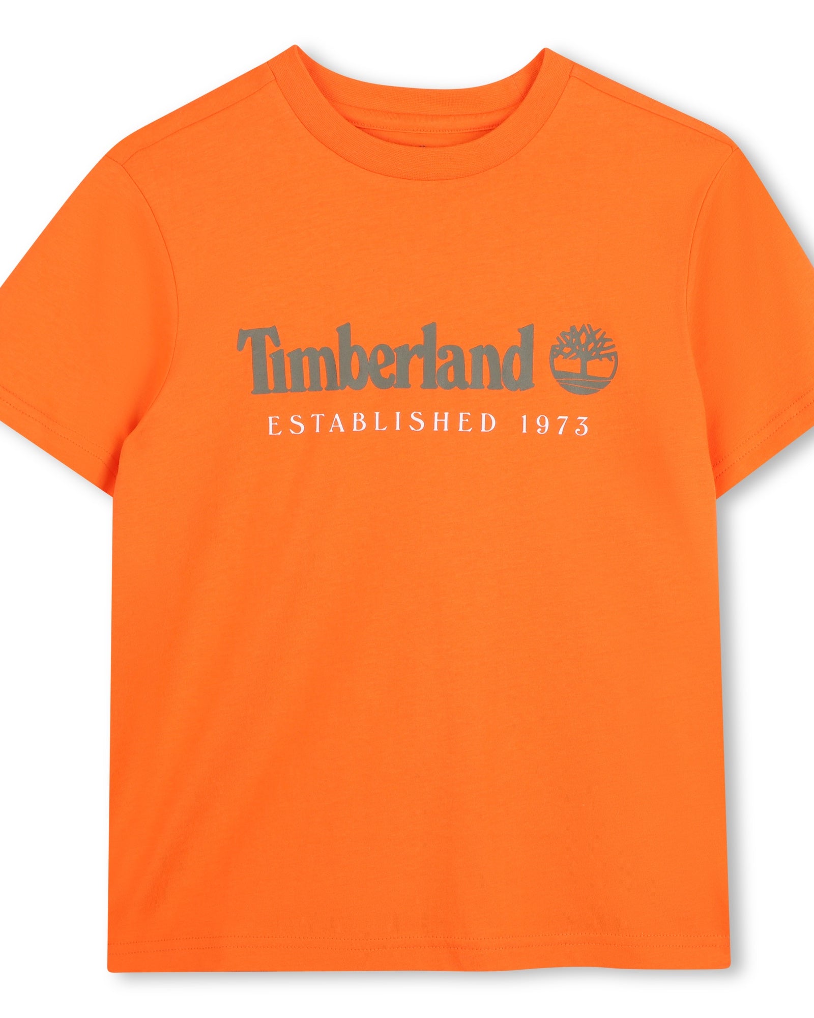 Timberland boys orange short sleeve logo T-shirt front view