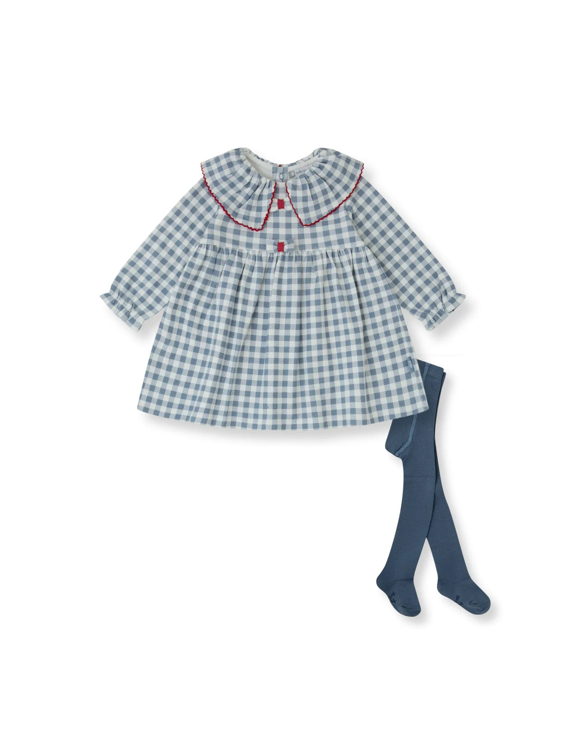 Tutto Piccolo baby girls indigo gingham dress and tights set