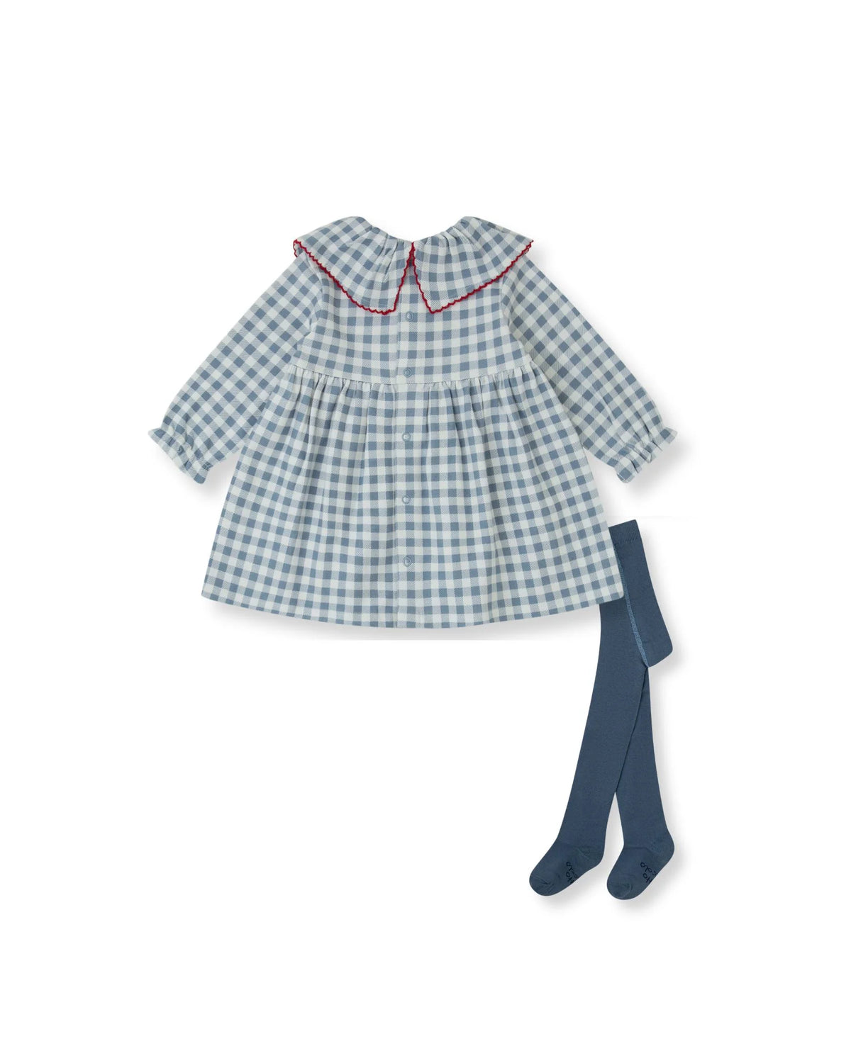 Tutto Piccolo baby girls gingham dress with indigo tights
