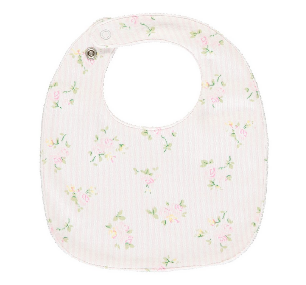 EmileEtRosePinkStripedRosePrintBabyGirlBib