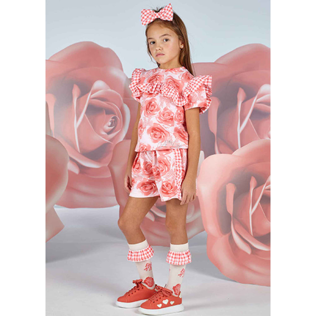 A Dee Yana Dressy Coral Shorts Set For Girls
