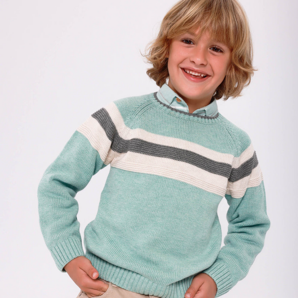 Tutto Piccolo Boys Mint Green Stripe Knit Jumper