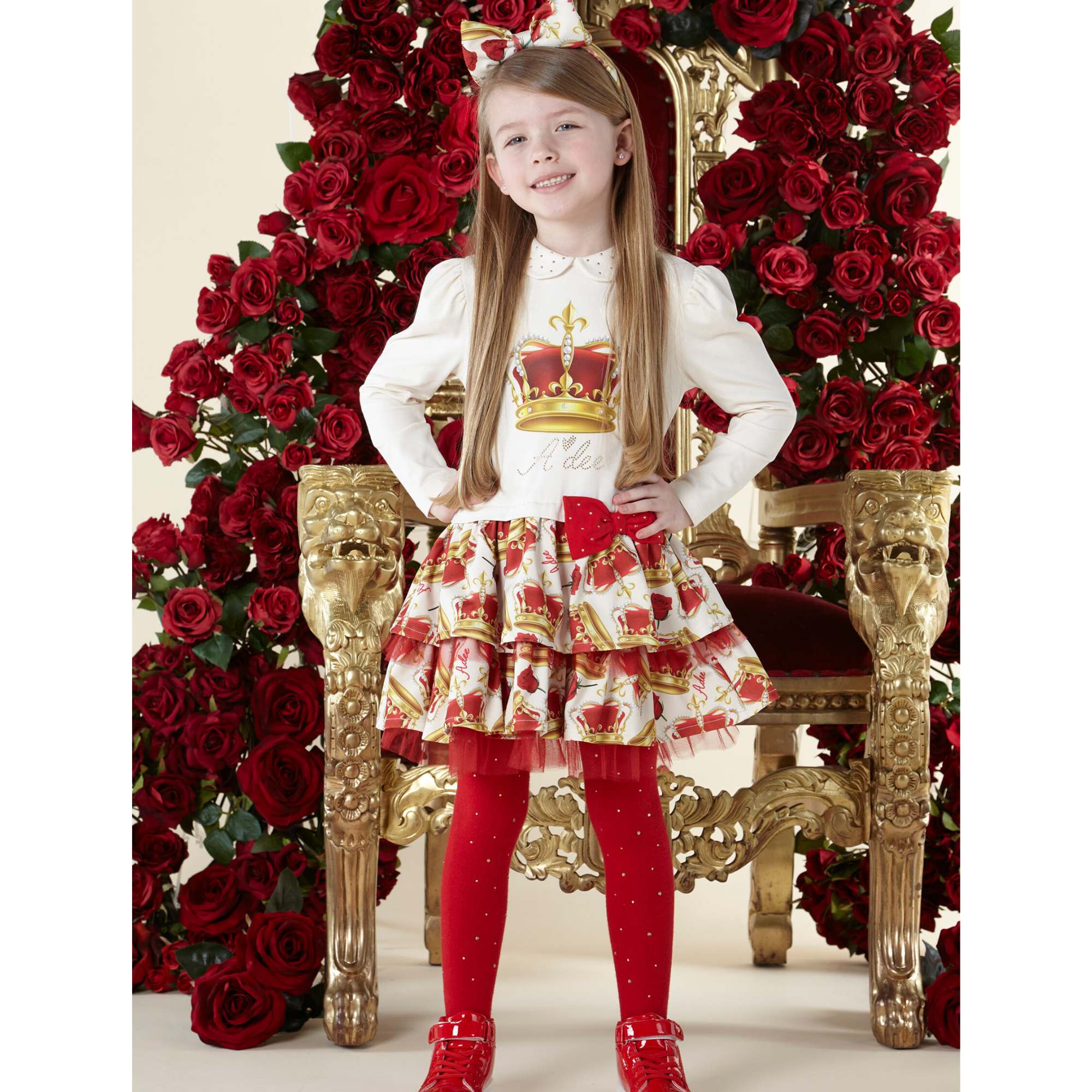 A Dee Clara Girls Cream Crown Rara Party Dress