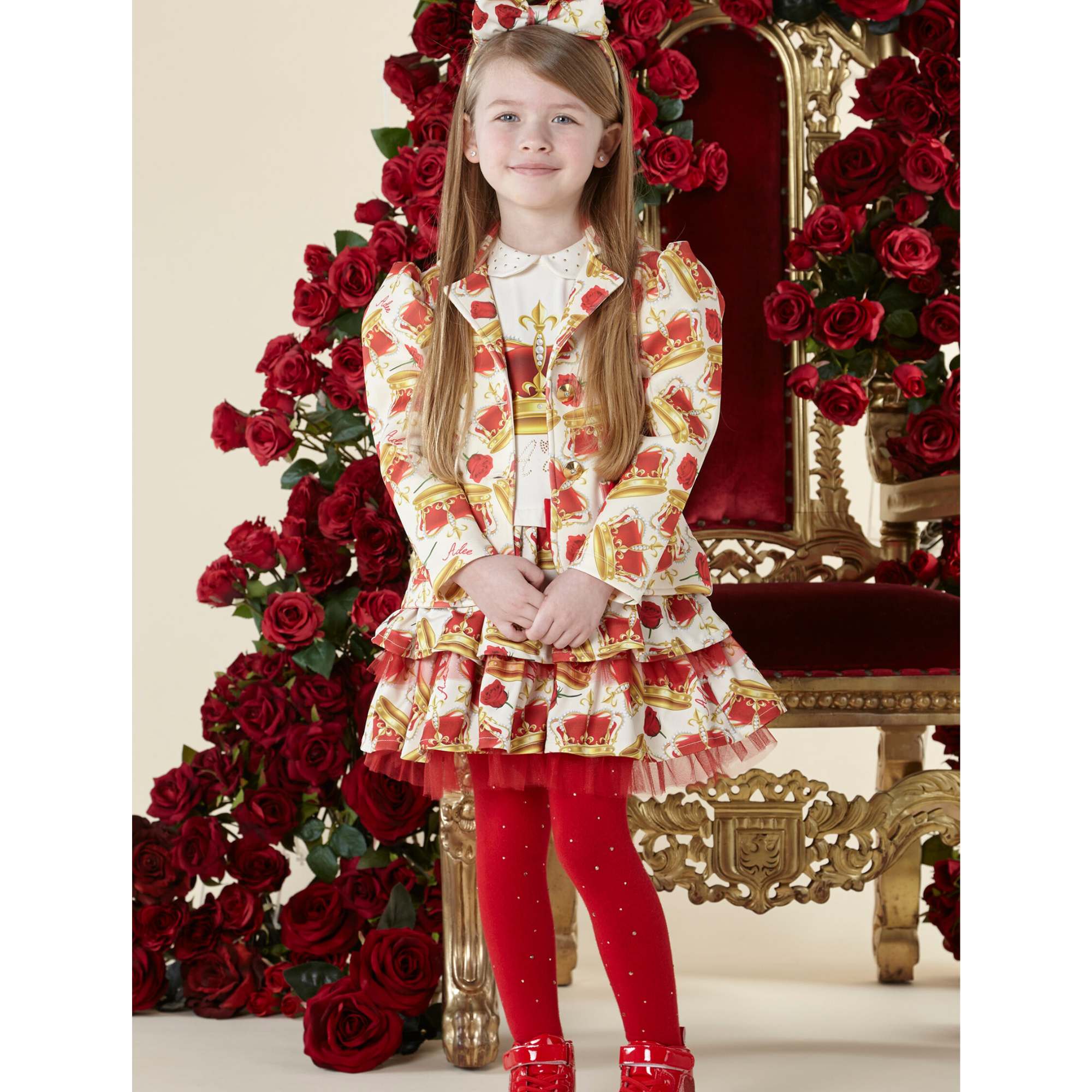 A Dee Clara Girls Cream Crown Frill Dress