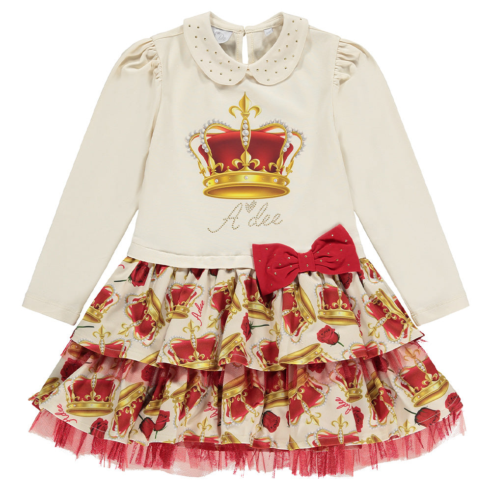 A Dee Clara Girls Cream Crown Frill Occasion Dress