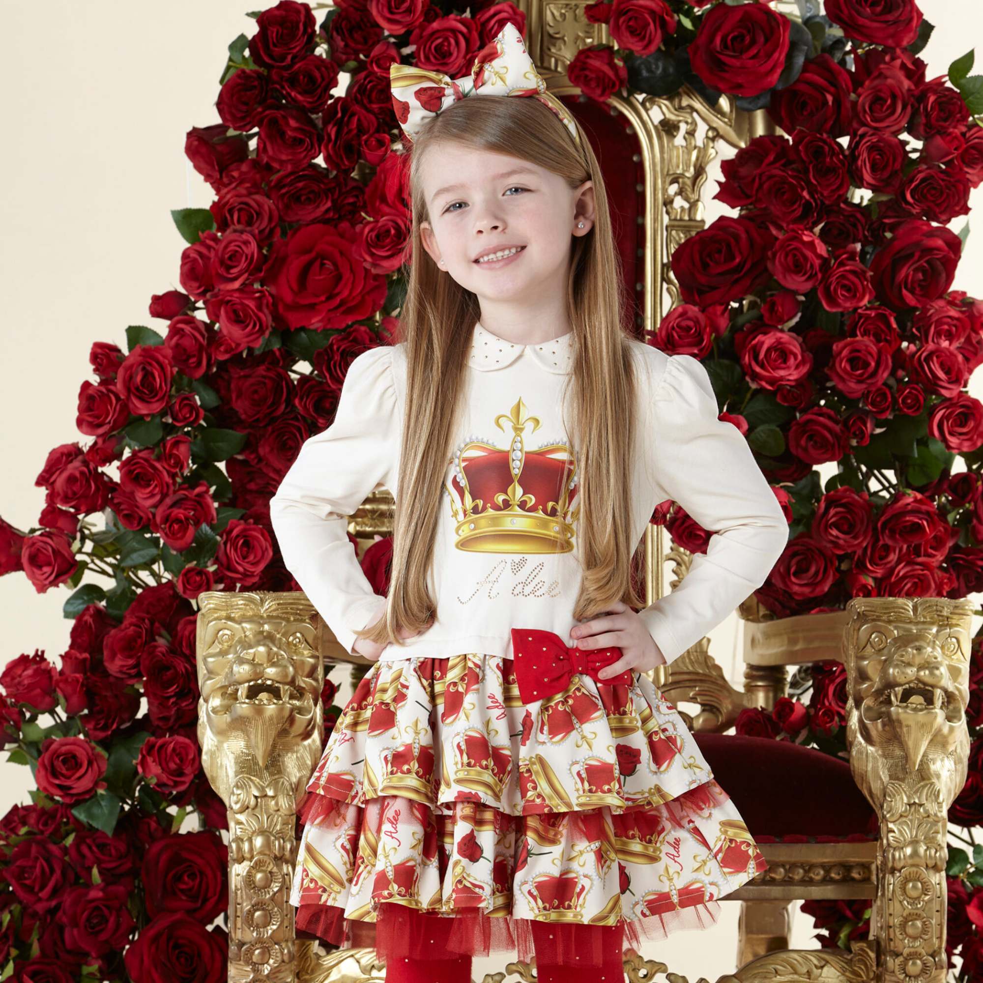 A Dee Clara Girls Cream Crown Frill Dress