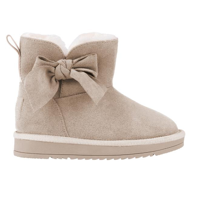 A Dee Beige Bow Ugg Style Boots For Girls 